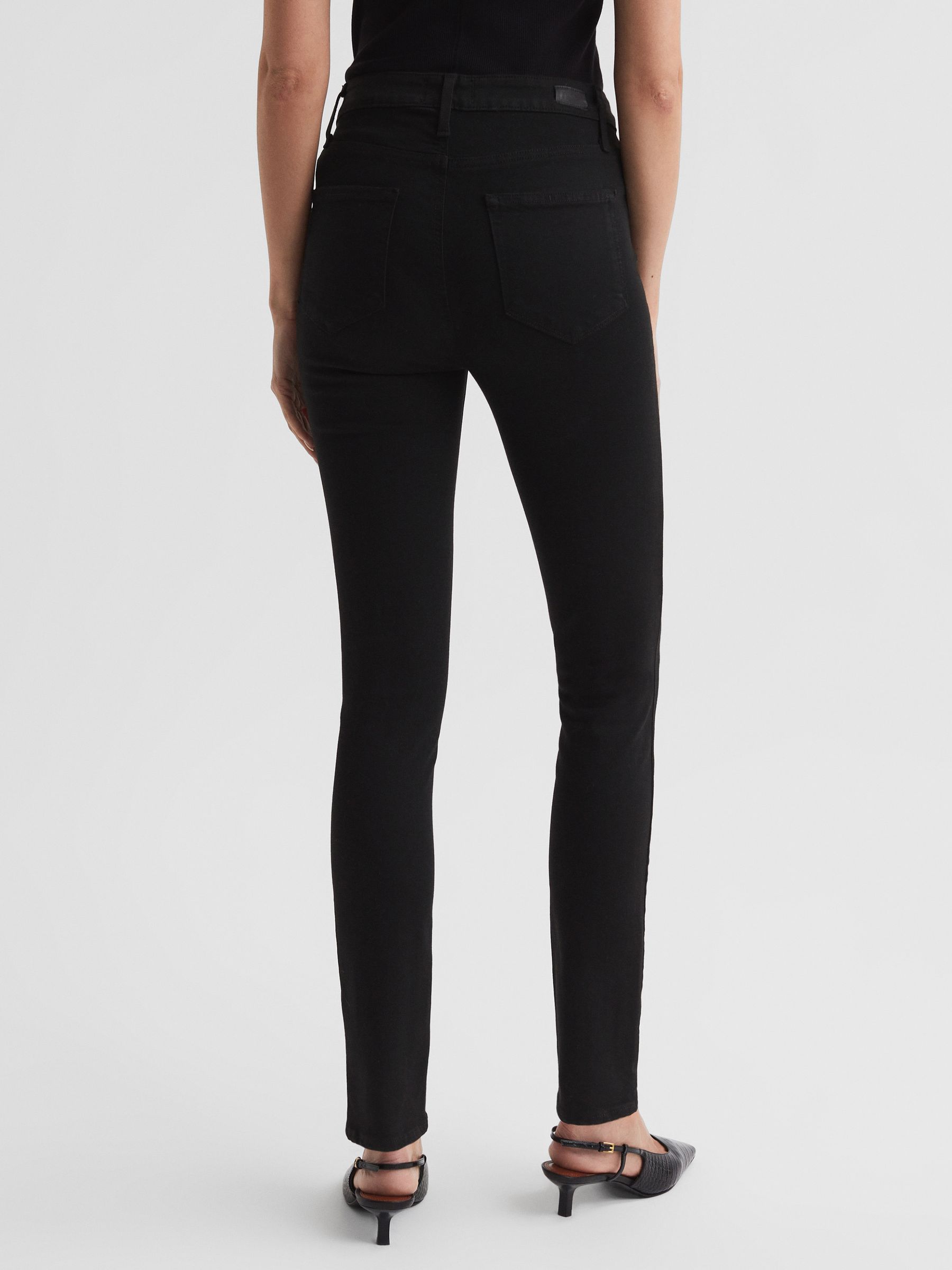 Paige Skinny High Rise Jeans in Black Shadow - Image 4 of 4