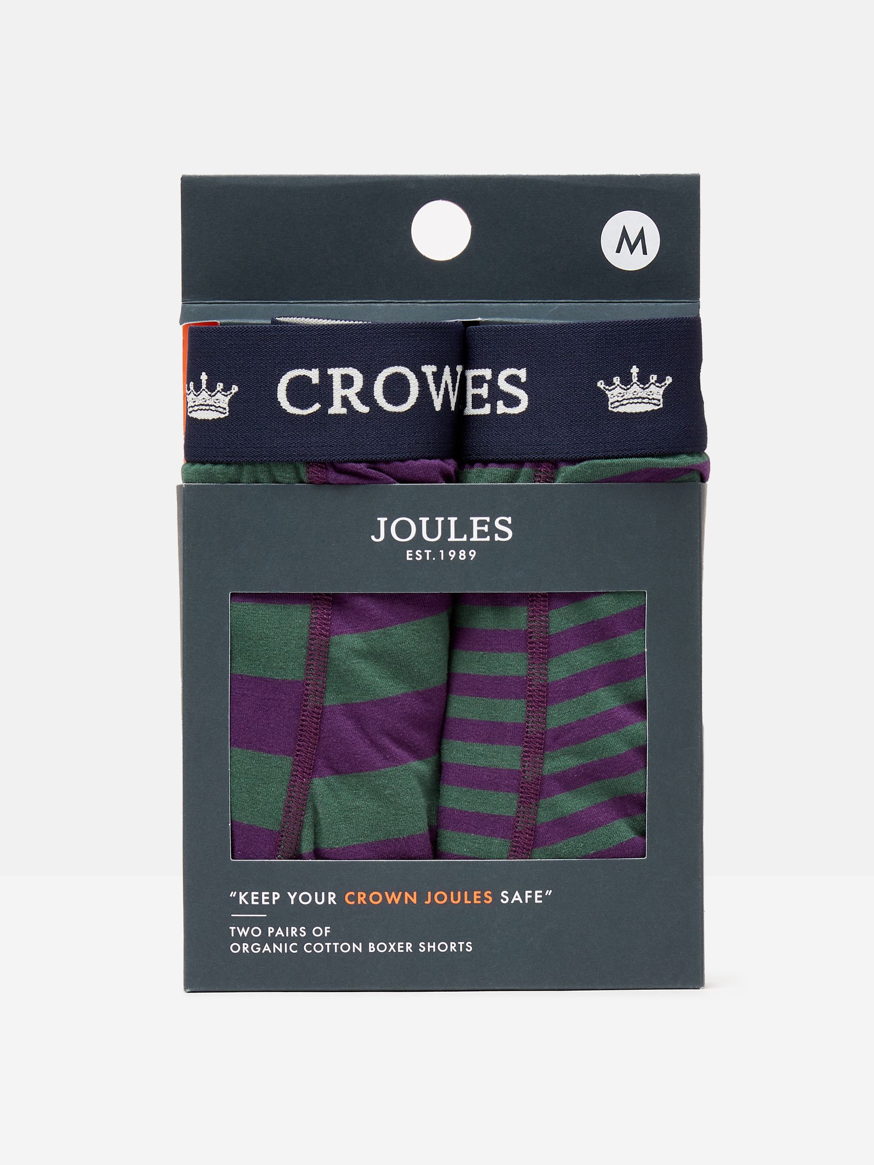 Crown Joules Purple Stripe Cotton Boxer Briefs (2 Pack) - Image 1 of 4