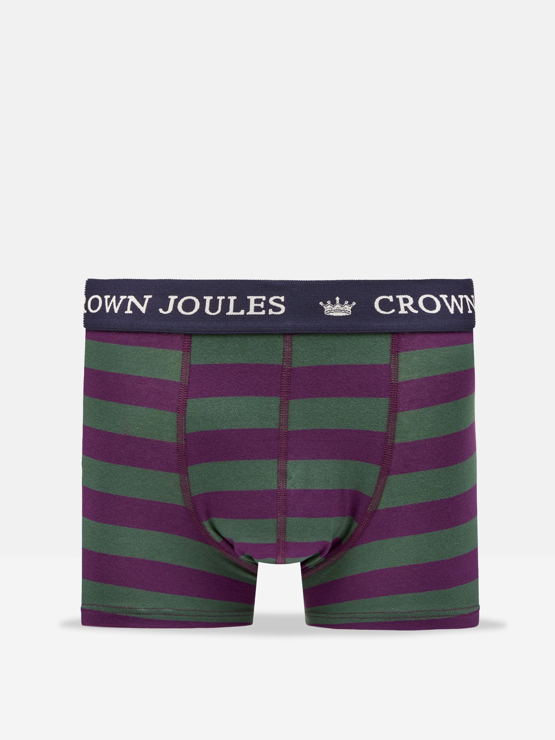 Crown Joules Purple Stripe Cotton Boxer Briefs (2 Pack) - Image 3 of 4