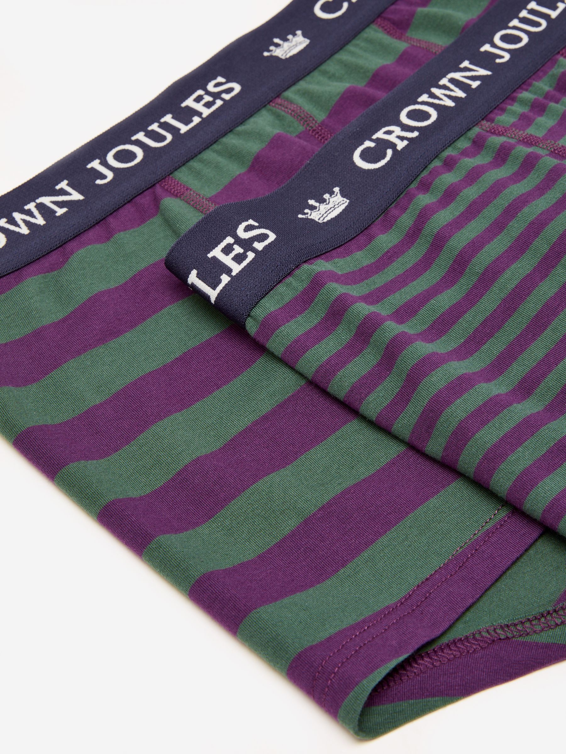 Crown Joules Purple Stripe Cotton Boxer Briefs (2 Pack) - Image 4 of 4