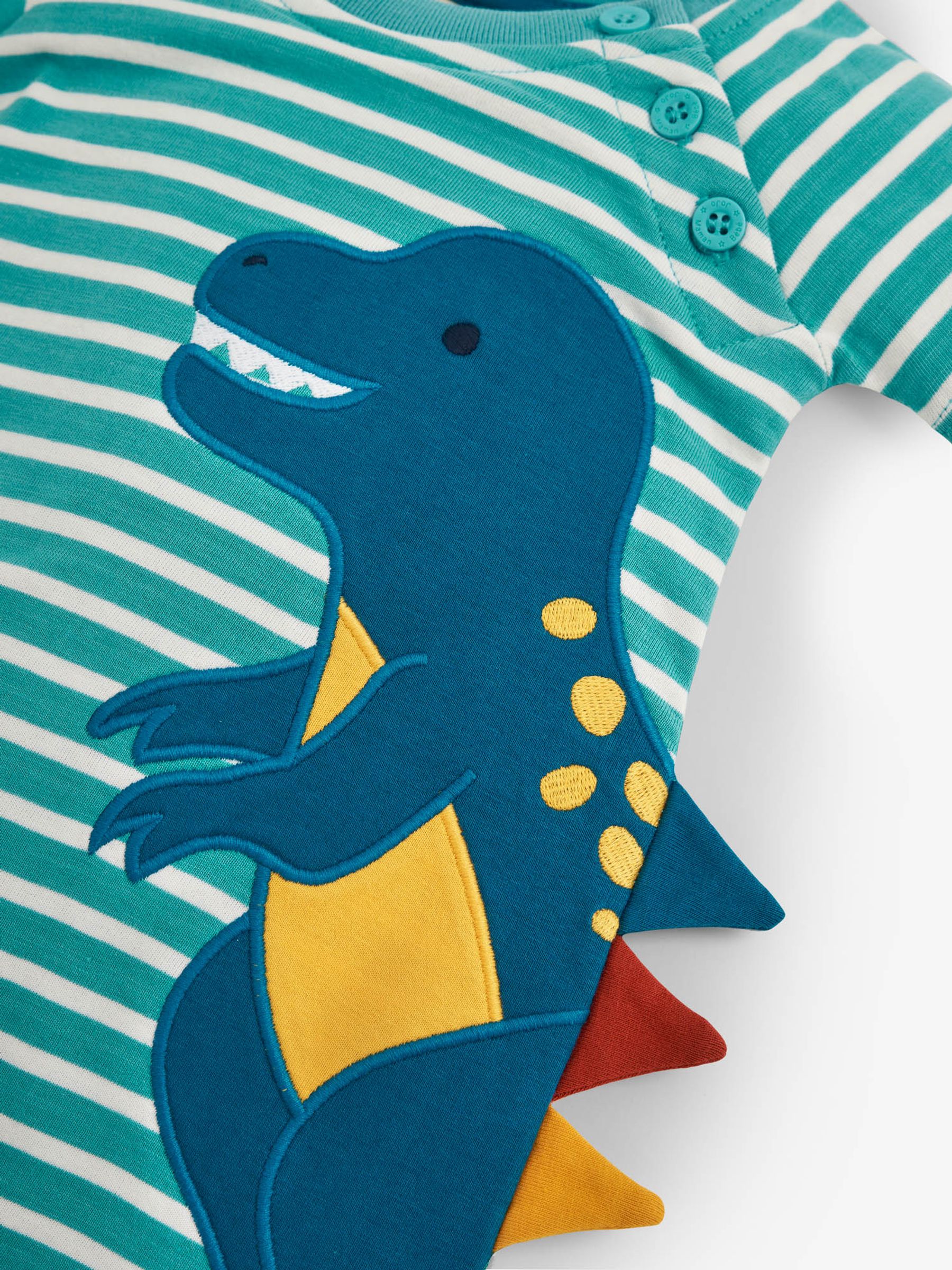 Blue Dinosaur Appliqué Baby Romper - Image 2 of 2