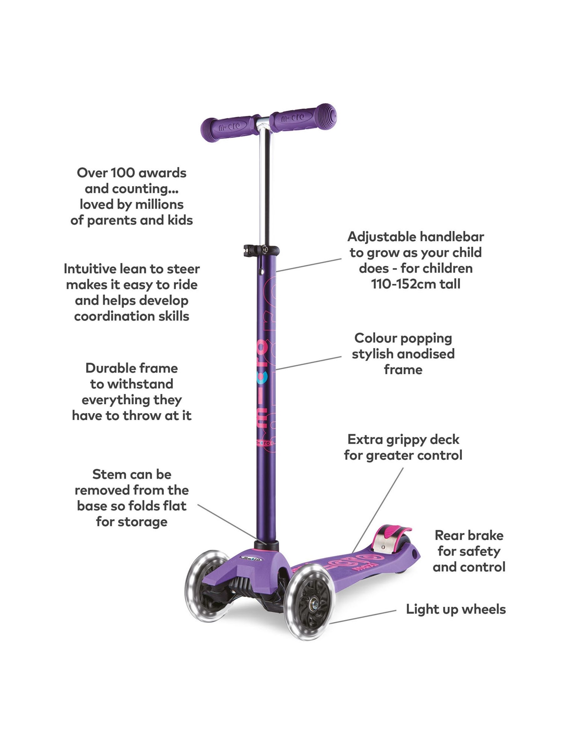 Purple Micro Scooters Maxi Micro Deluxe LED Scooter - Image 9 of 10