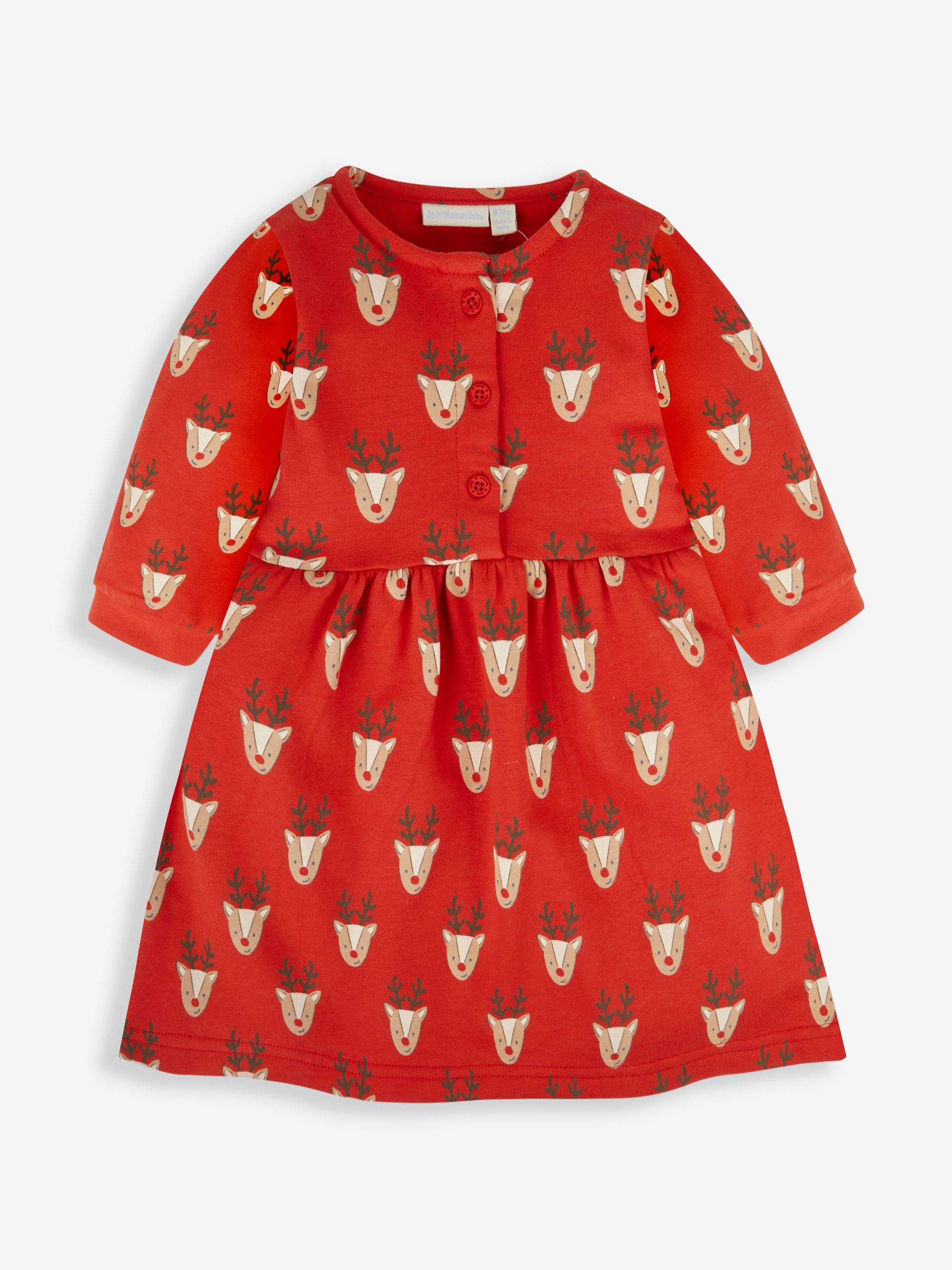 Red Girls' Reindeer With Pet In Pocket Sweat Dress - Image 4 of 6