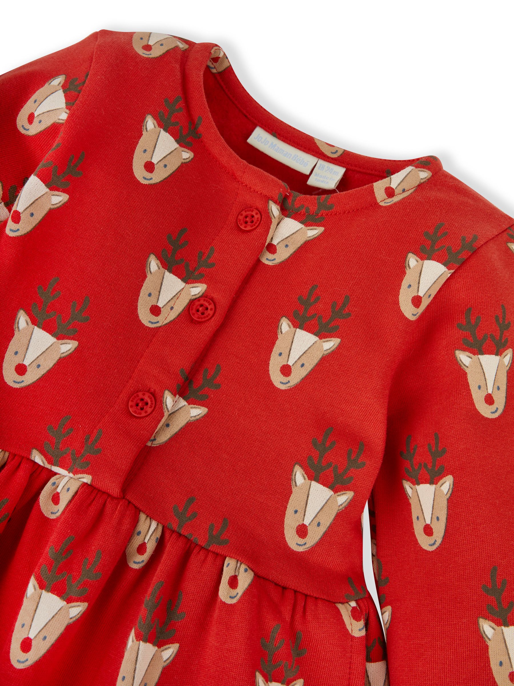 Red Girls' Reindeer With Pet In Pocket Sweat Dress - Image 5 of 6