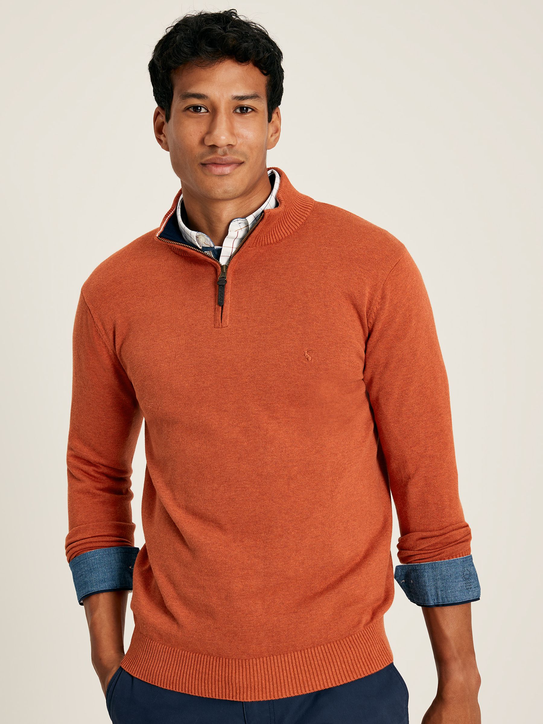 Hillside Orange Knitted Quarter Zip Jumper - Image 1 of 5