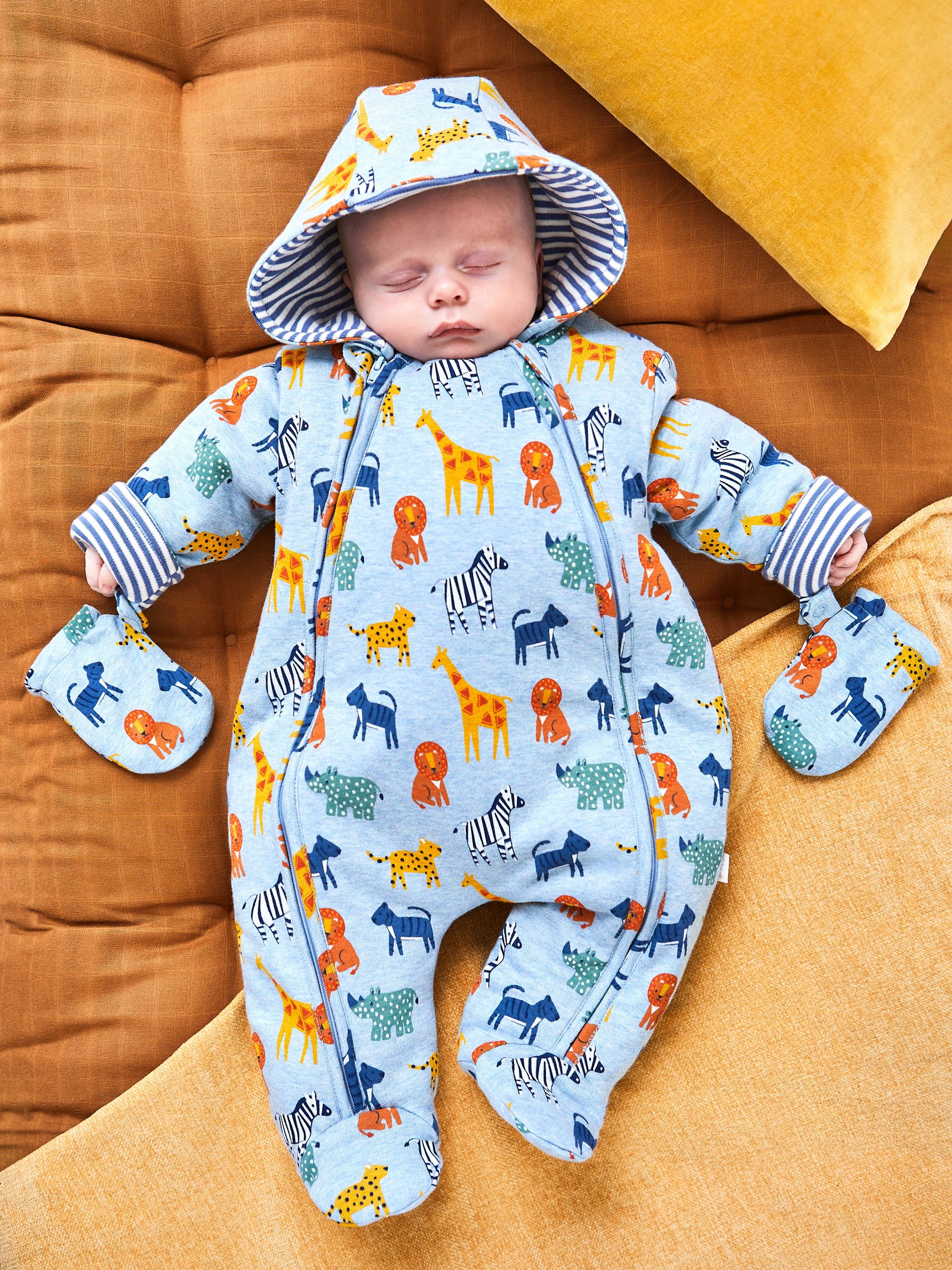 Safari Print Pramsuit in Blue - Image 1 of 3