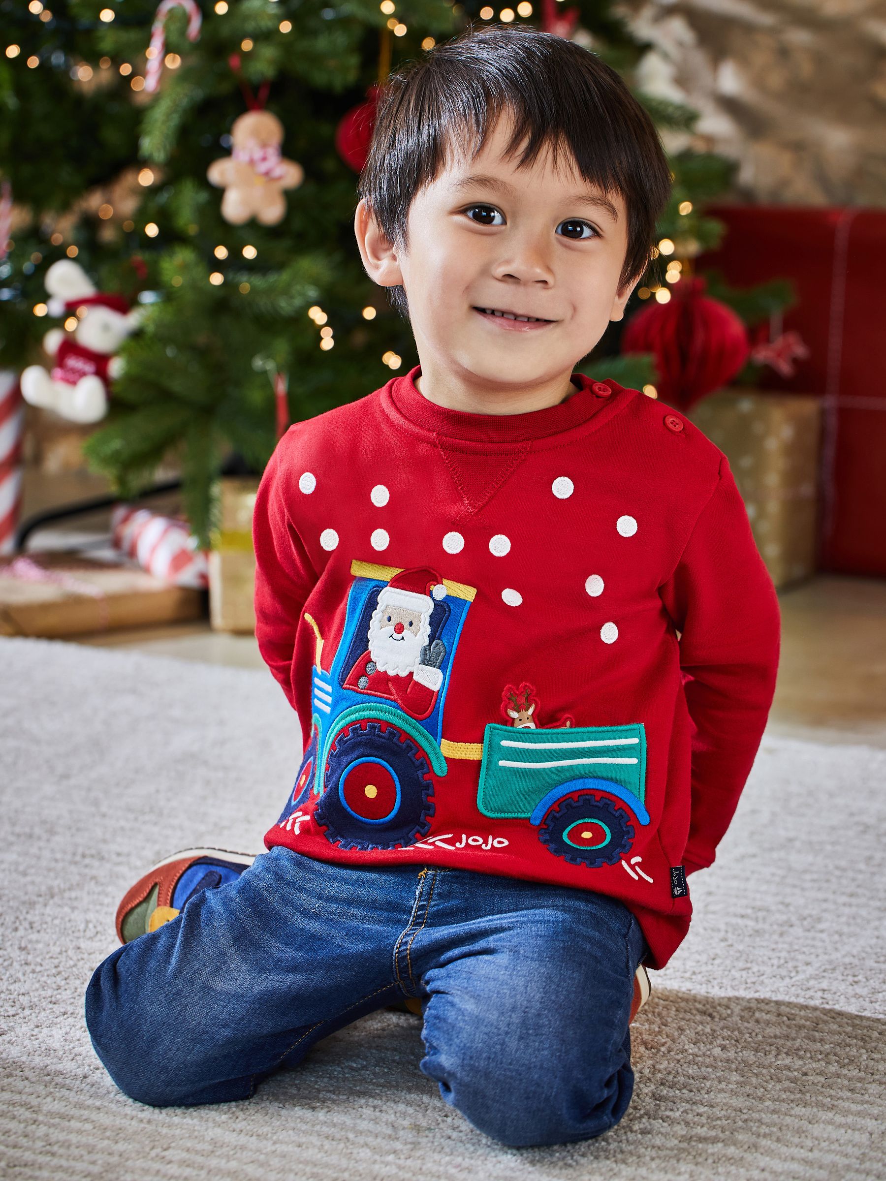 Red Santa In A Tractor Appliqué Sweatshirt - Image 2 of 5