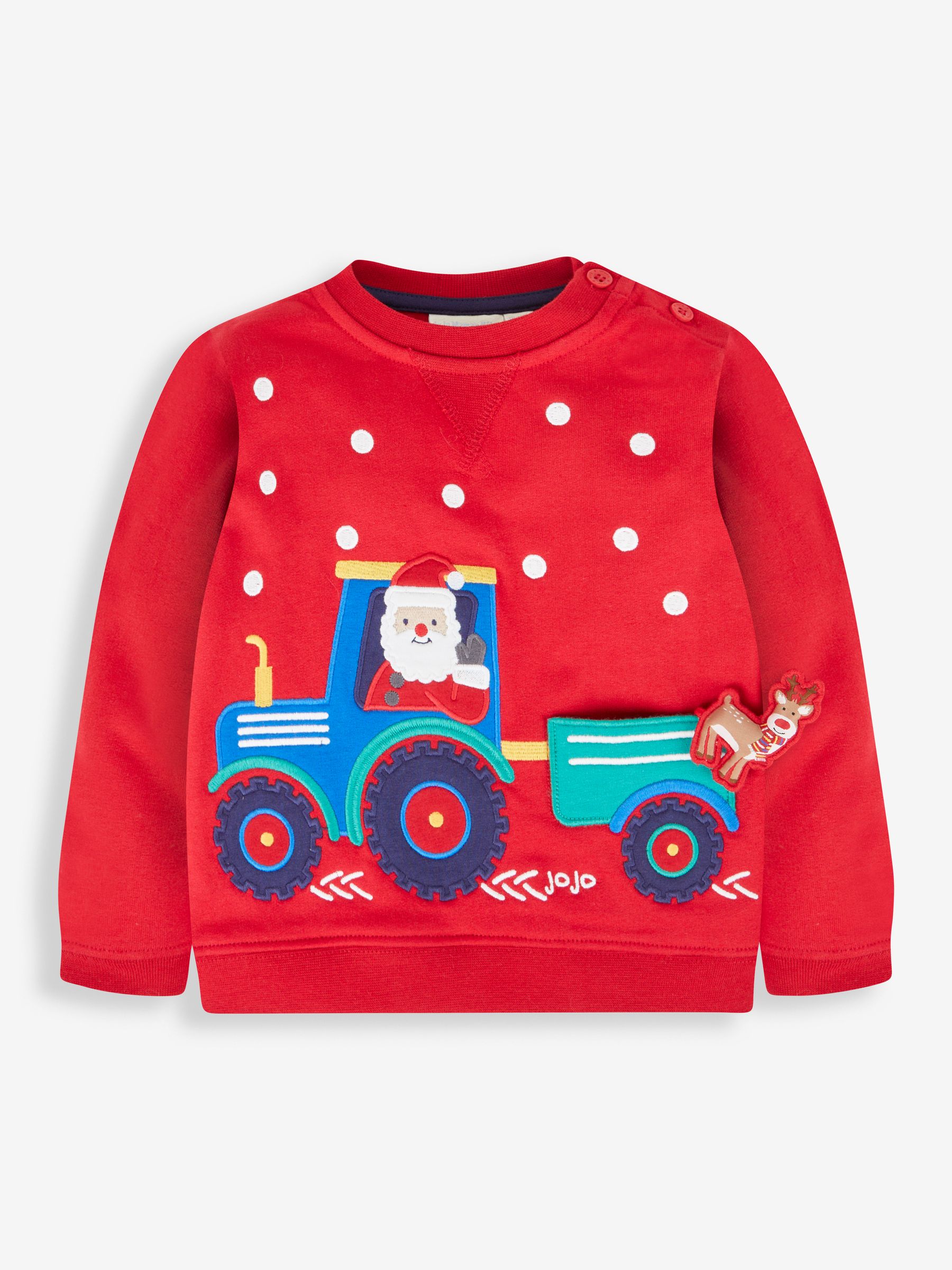Red Santa In A Tractor Appliqué Sweatshirt - Image 3 of 5