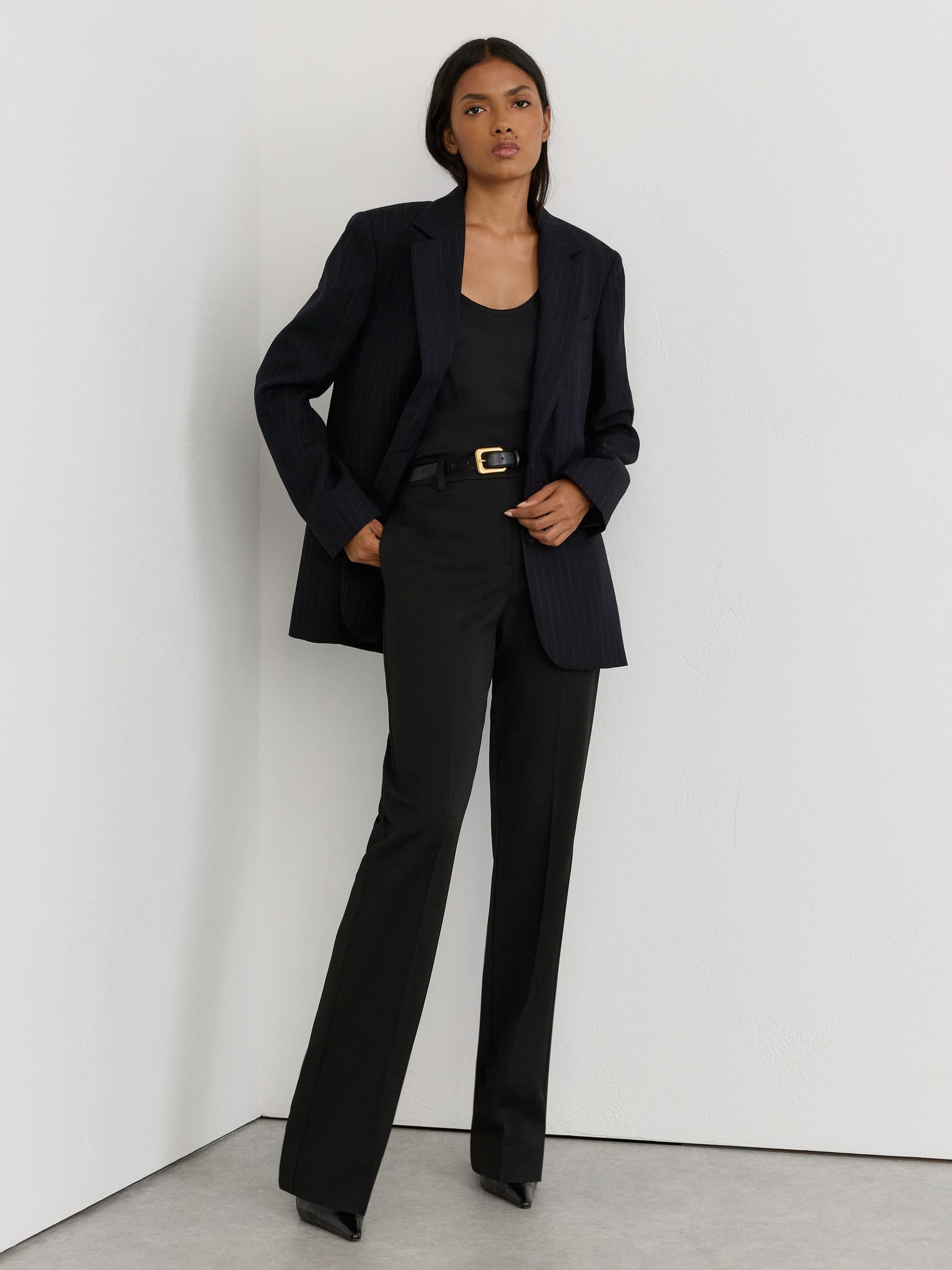 Petite Straight-Leg Side-Adjuster Trousers in Black - Image 1 of 8