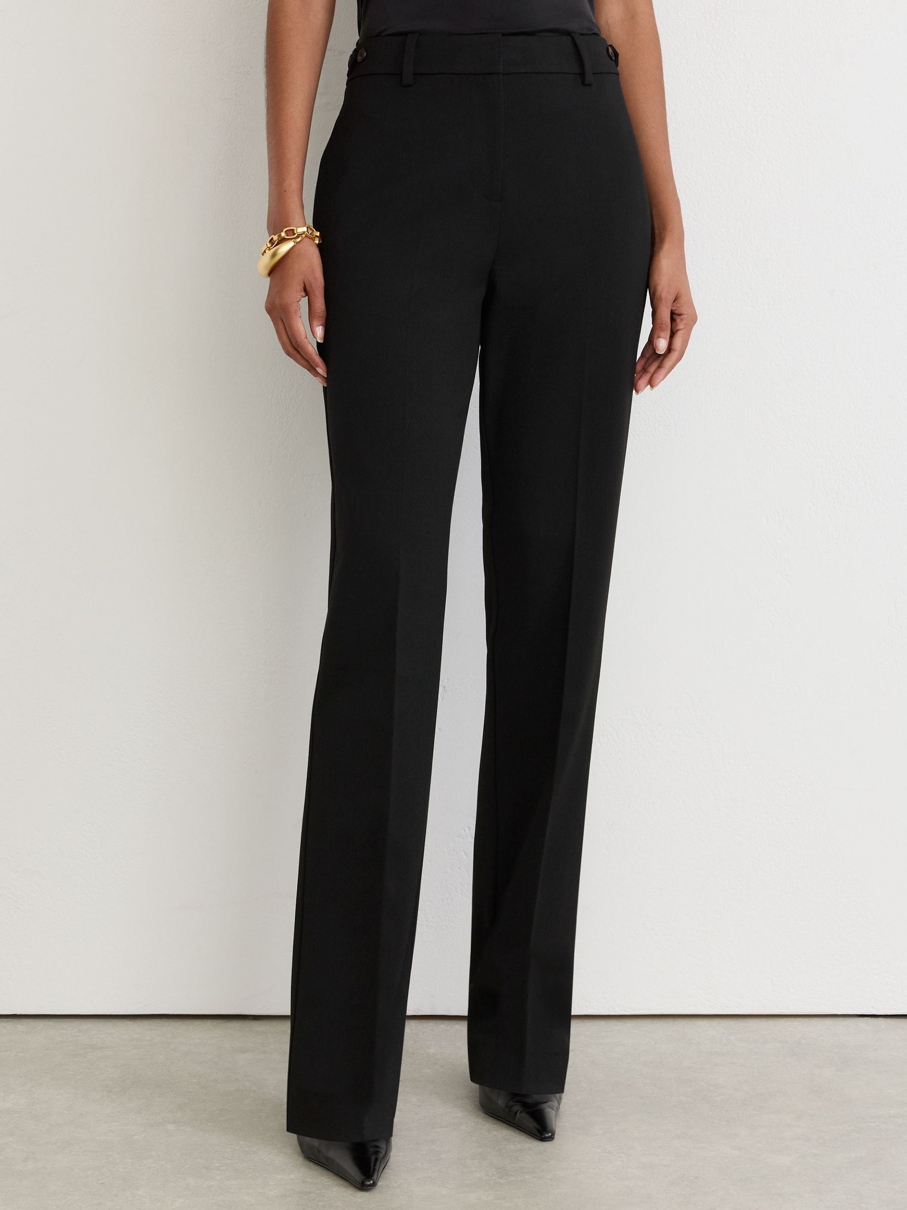 Petite Straight-Leg Side-Adjuster Trousers in Black - Image 3 of 8