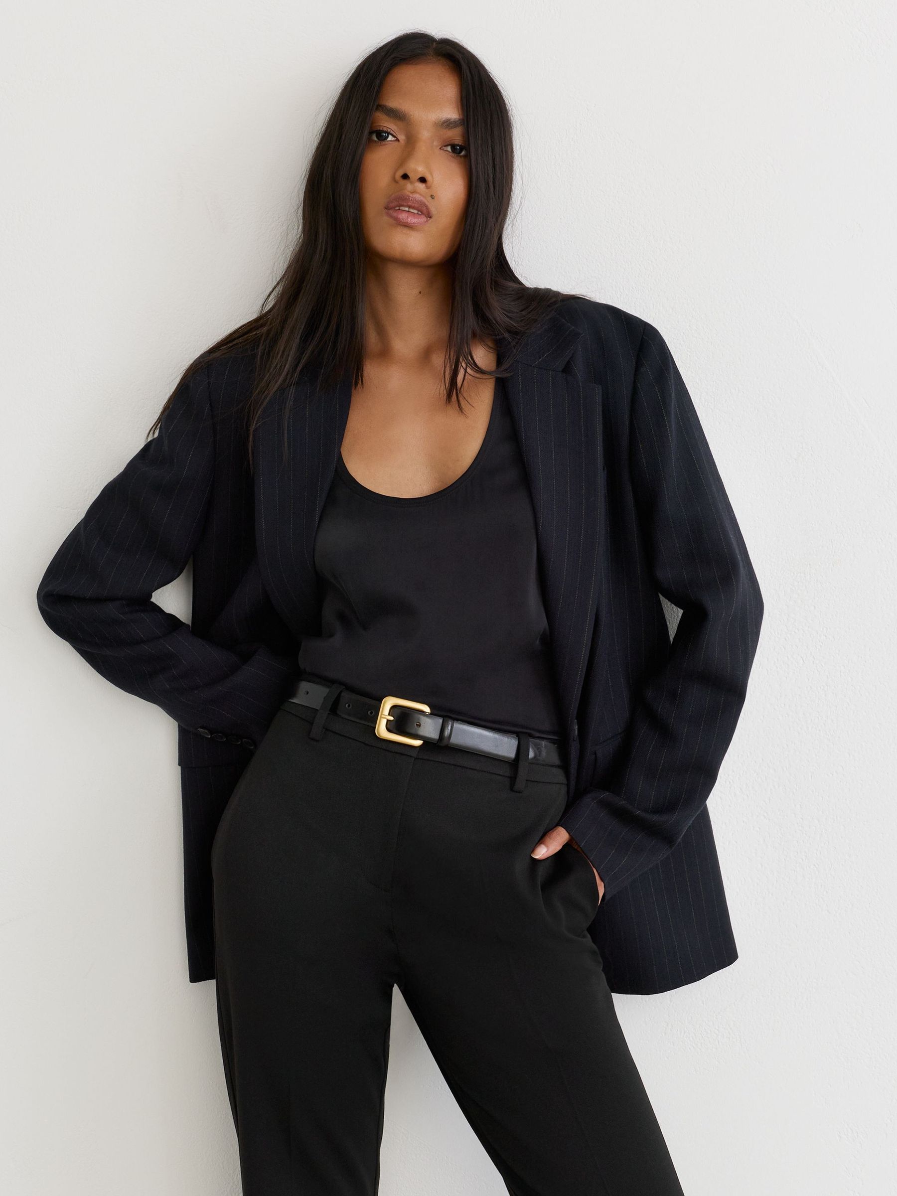 Petite Straight-Leg Side-Adjuster Trousers in Black - Image 4 of 8