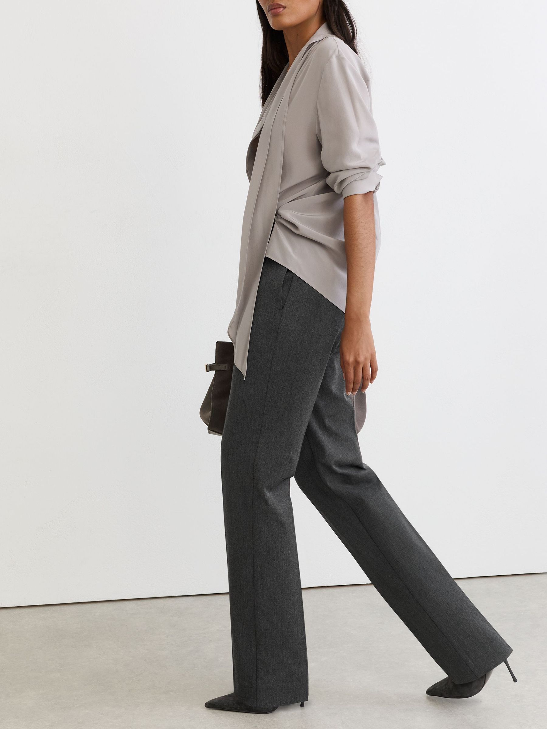 Petite Straight-Leg Side-Adjuster Trousers in Grey - Image 4 of 8