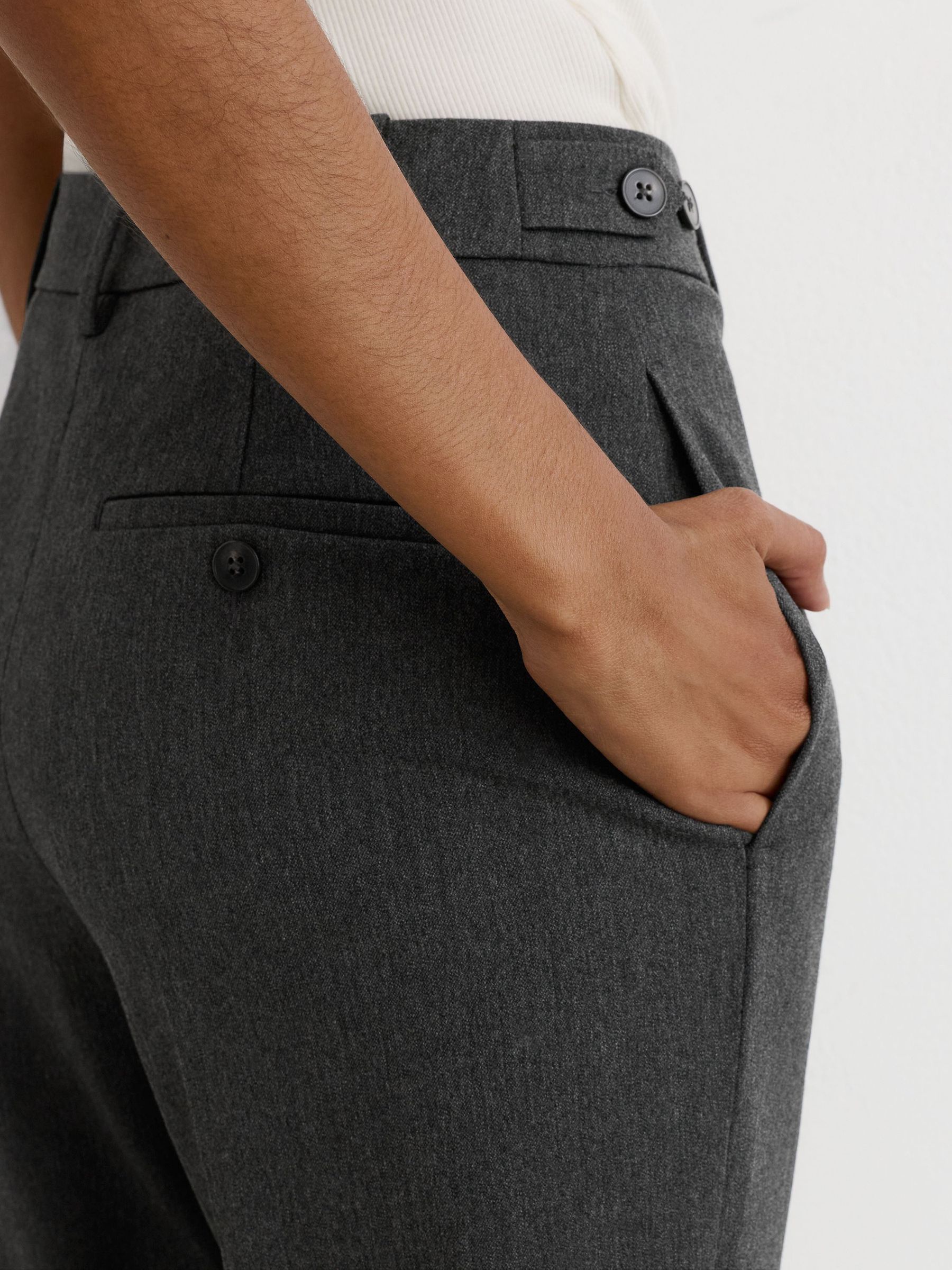 Petite Straight-Leg Side-Adjuster Trousers in Grey - Image 5 of 8