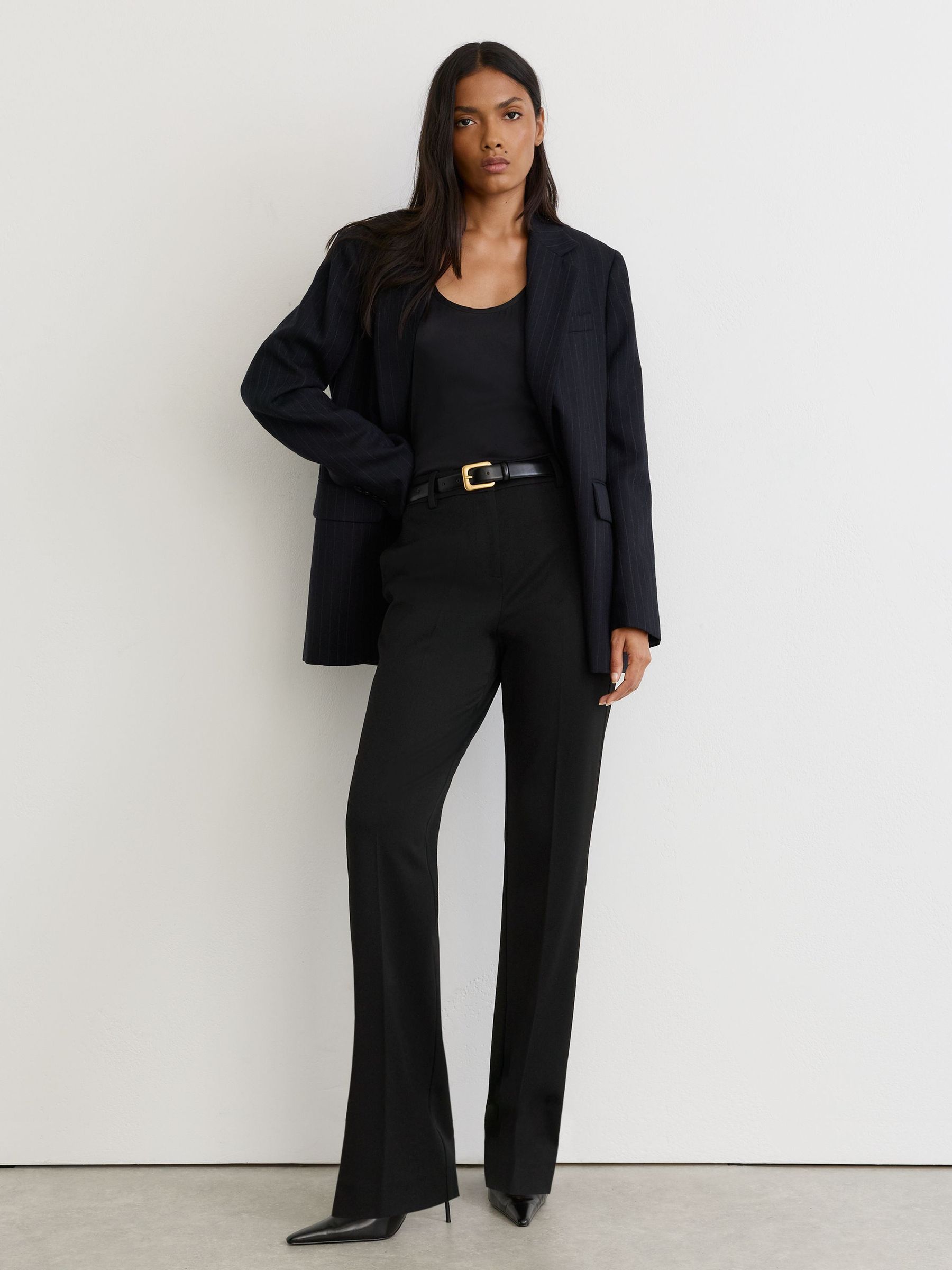Straight-Leg Side-Adjuster Trousers in Black - Image 1 of 7