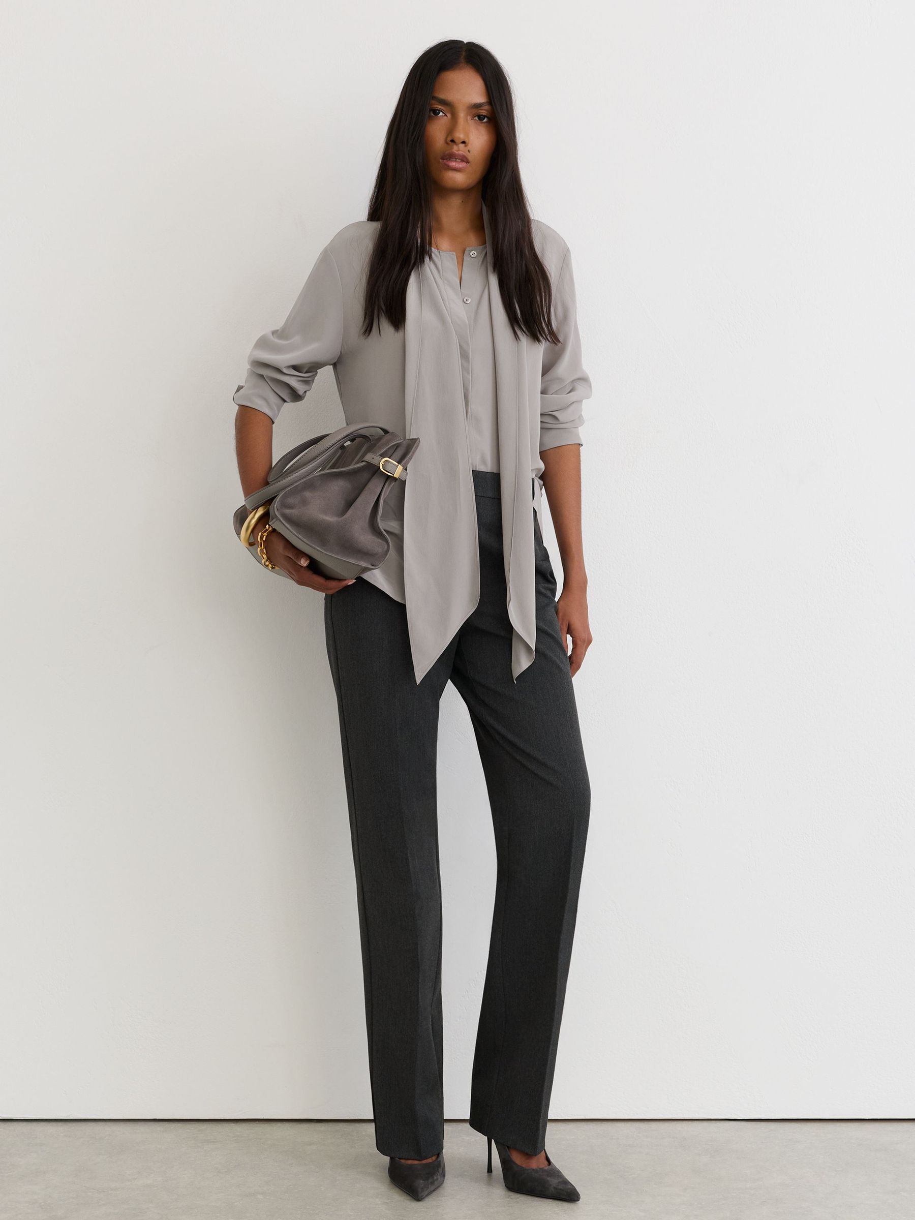 Straight-Leg Side-Adjuster Trousers in Grey - Image 1 of 7