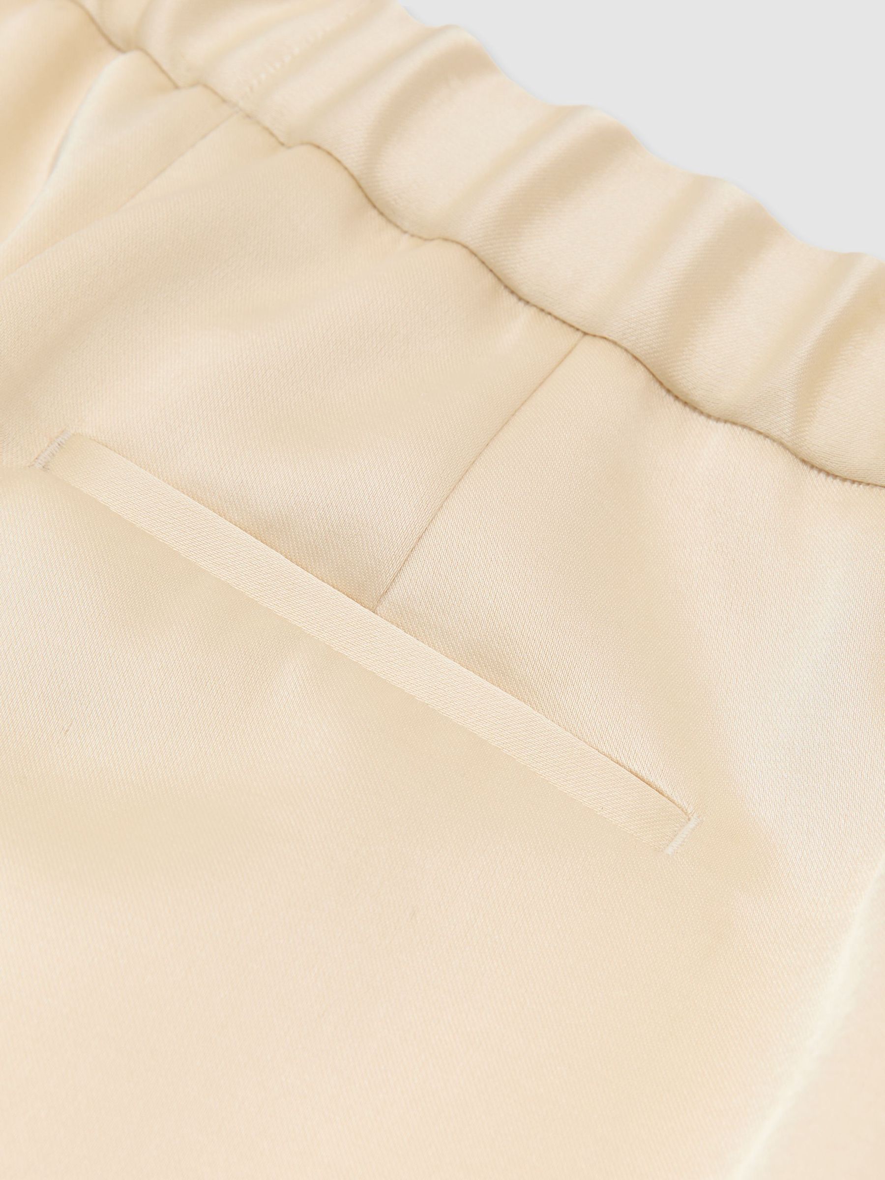 Petite Satin Wide-Leg Drawstring Trousers in Cream - Image 7 of 8