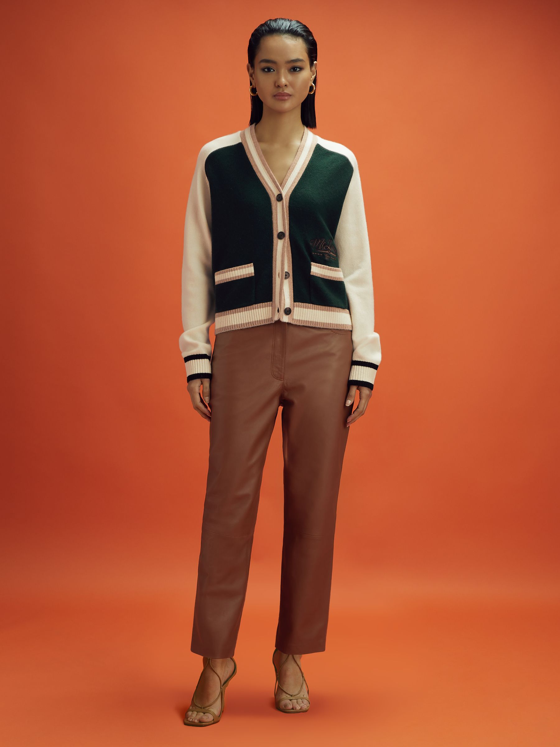McLaren F1 Wool Cashmere Cardigan in Bottle Green/Ecru - Image 3 of 7