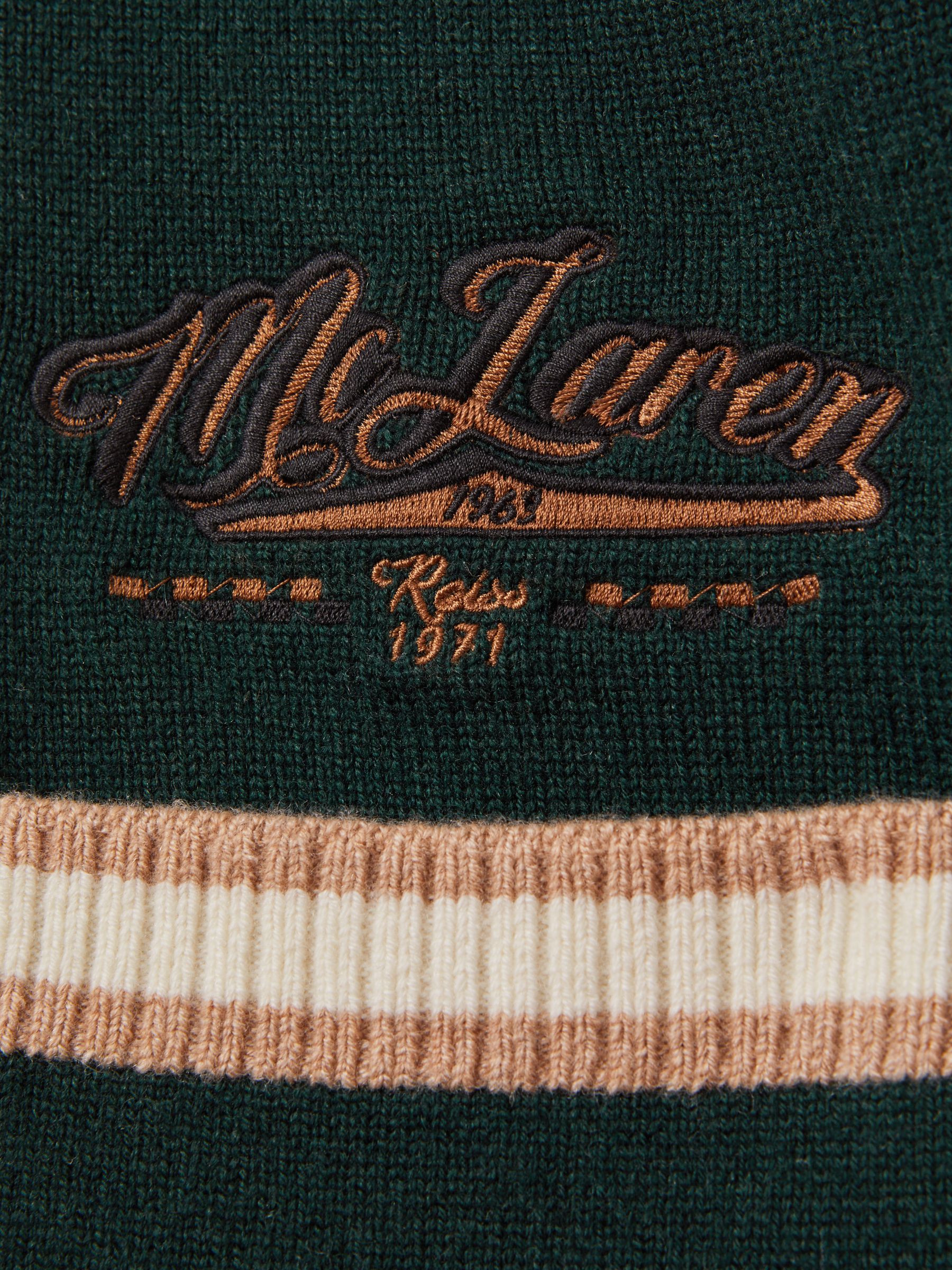 McLaren F1 Wool Cashmere Cardigan in Bottle Green/Ecru - Image 6 of 7