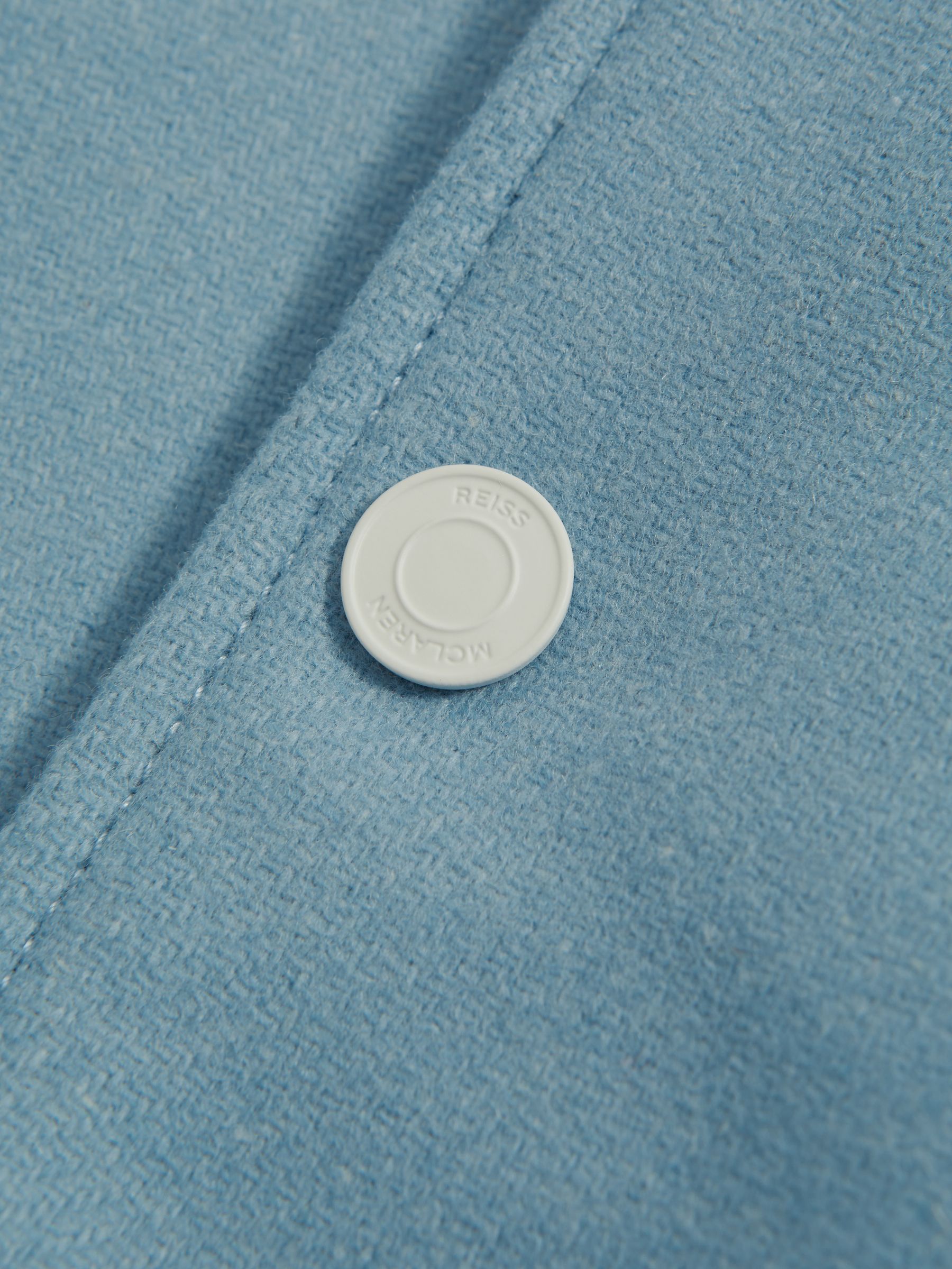 Leather Varsity Jacket in Soft Blue/Ecru - Image 11 of 11