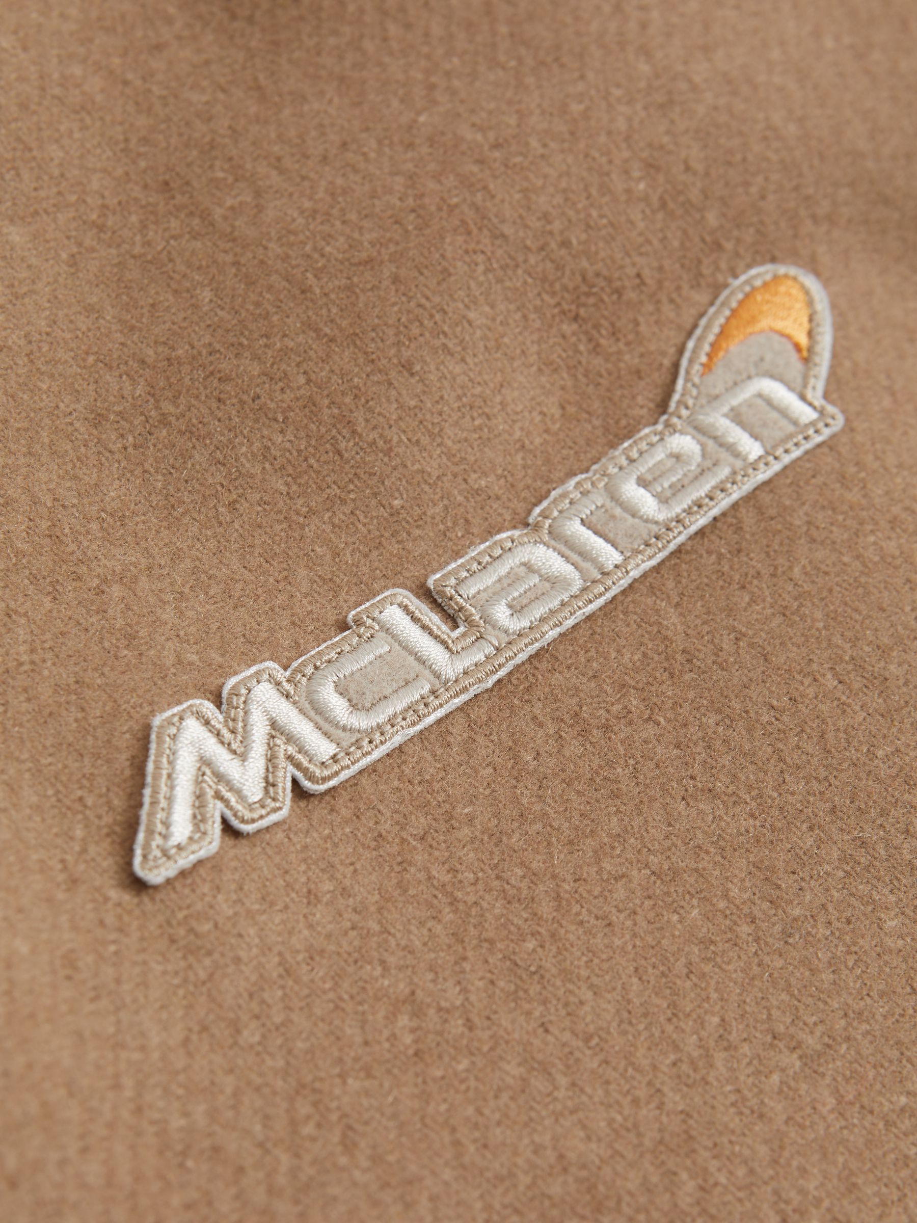 McLaren F1 Leather Varsity Jacket in Camel/Ecru - Image 8 of 9