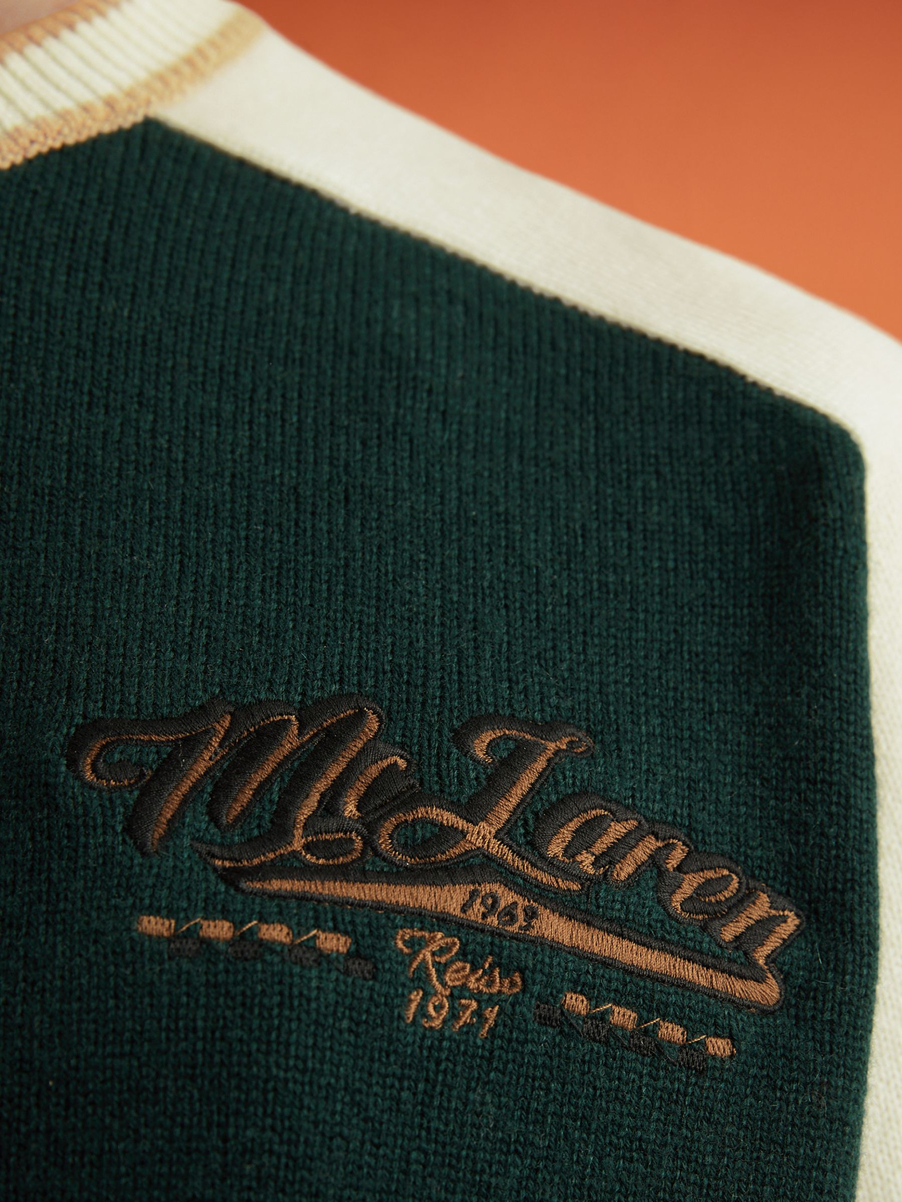 McLaren F1 Wool Cashmere Cropped Jumper in Bottle Green/Ecru - Image 4 of 7