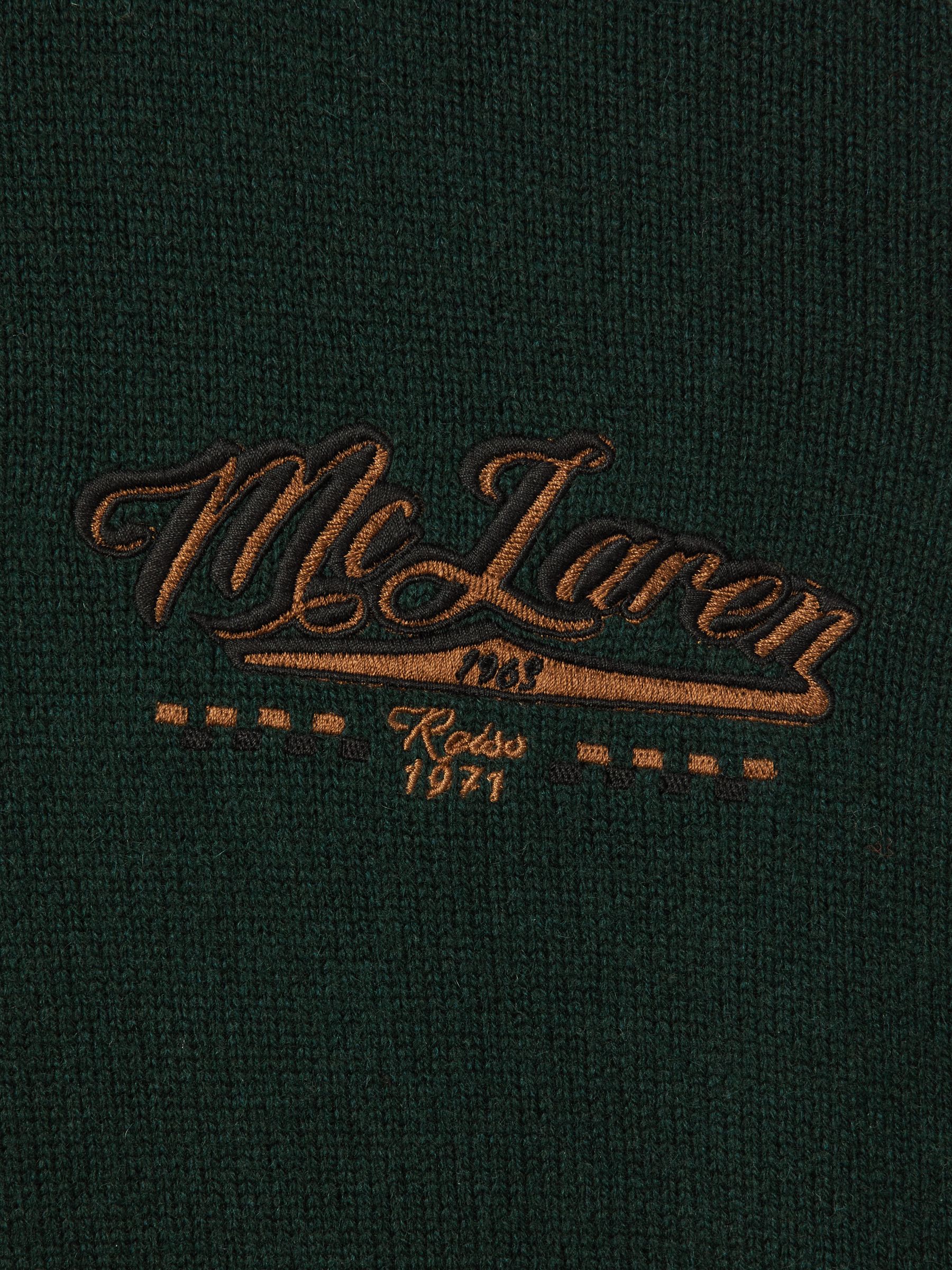 McLaren F1 Wool Cashmere Cropped Jumper in Bottle Green/Ecru - Image 6 of 7