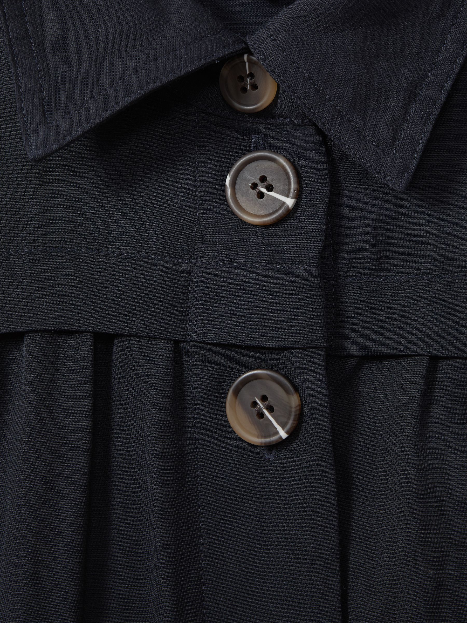 Viscose-Linen Belted Midi Dress in Navy - Image 6 of 6