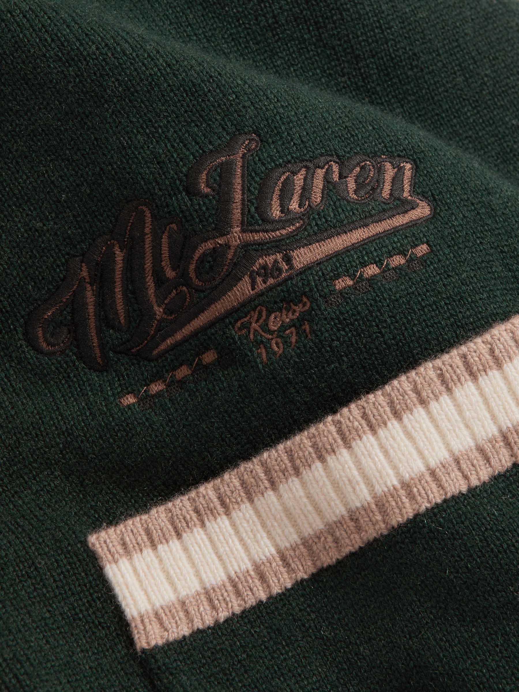 McLaren F1 Wool Cashmere Cardigan in Bottle Green/Ecru - Image 7 of 8