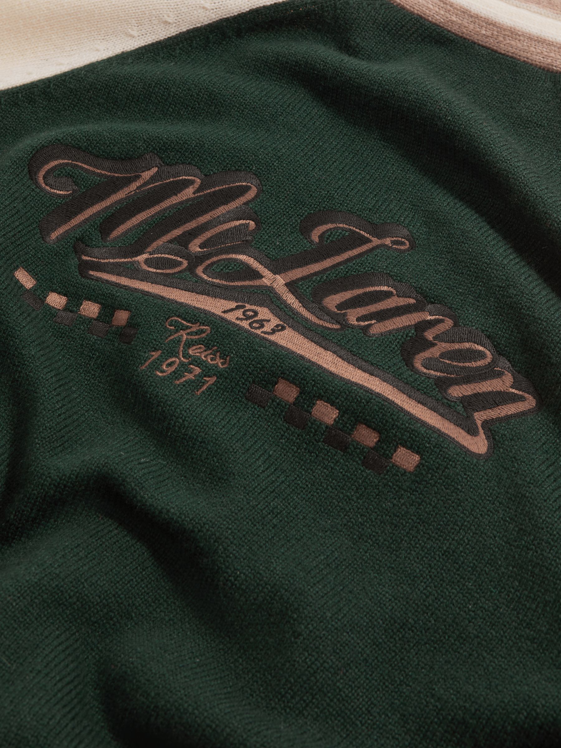McLaren F1 Wool Cashmere Cardigan in Bottle Green/Ecru - Image 8 of 8