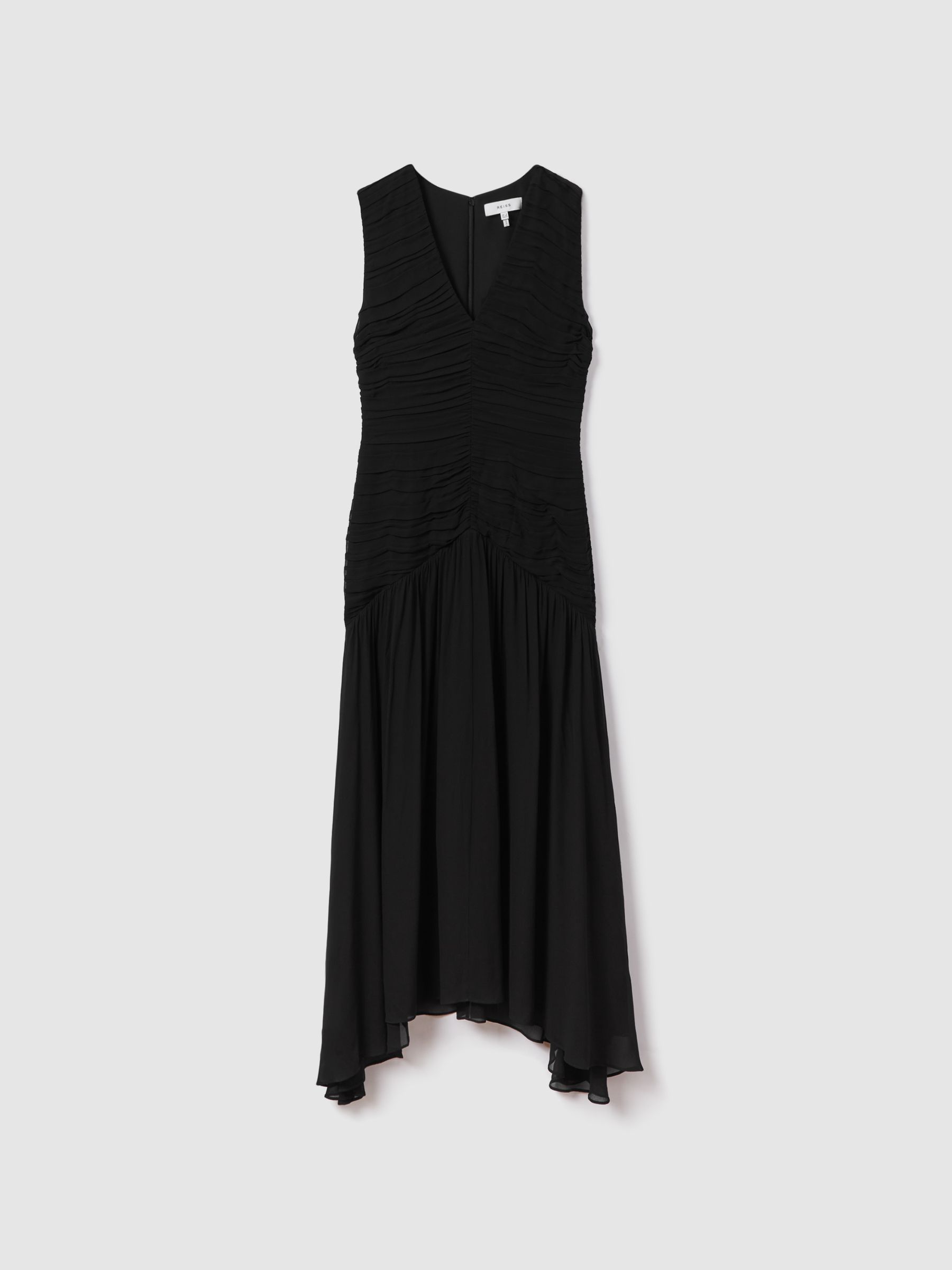 Ruched Bodycon Midi Dress in Black - Image 2 of 6