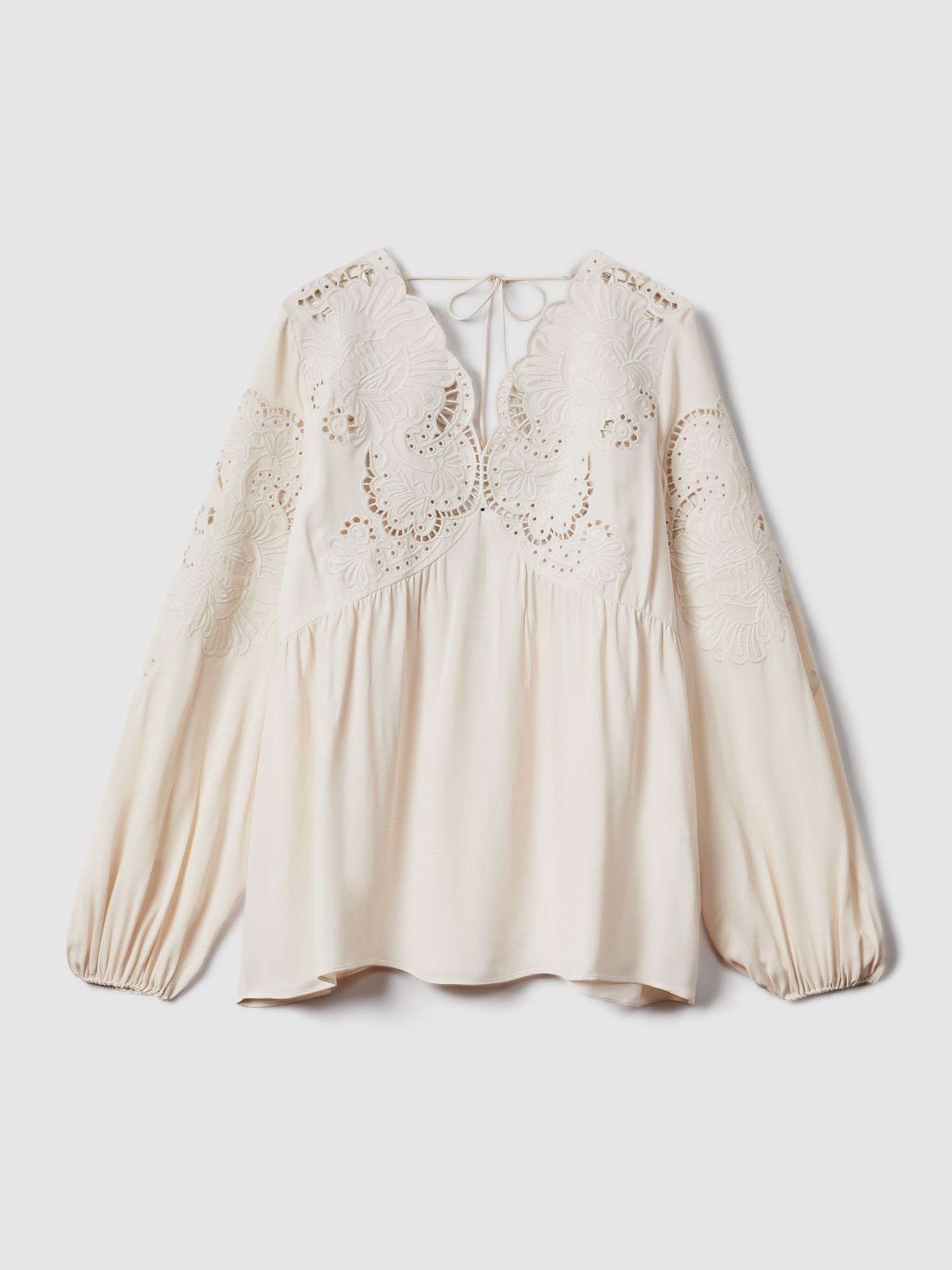 Lace Cut-Out Blouse in Cream - Image 2 of 6
