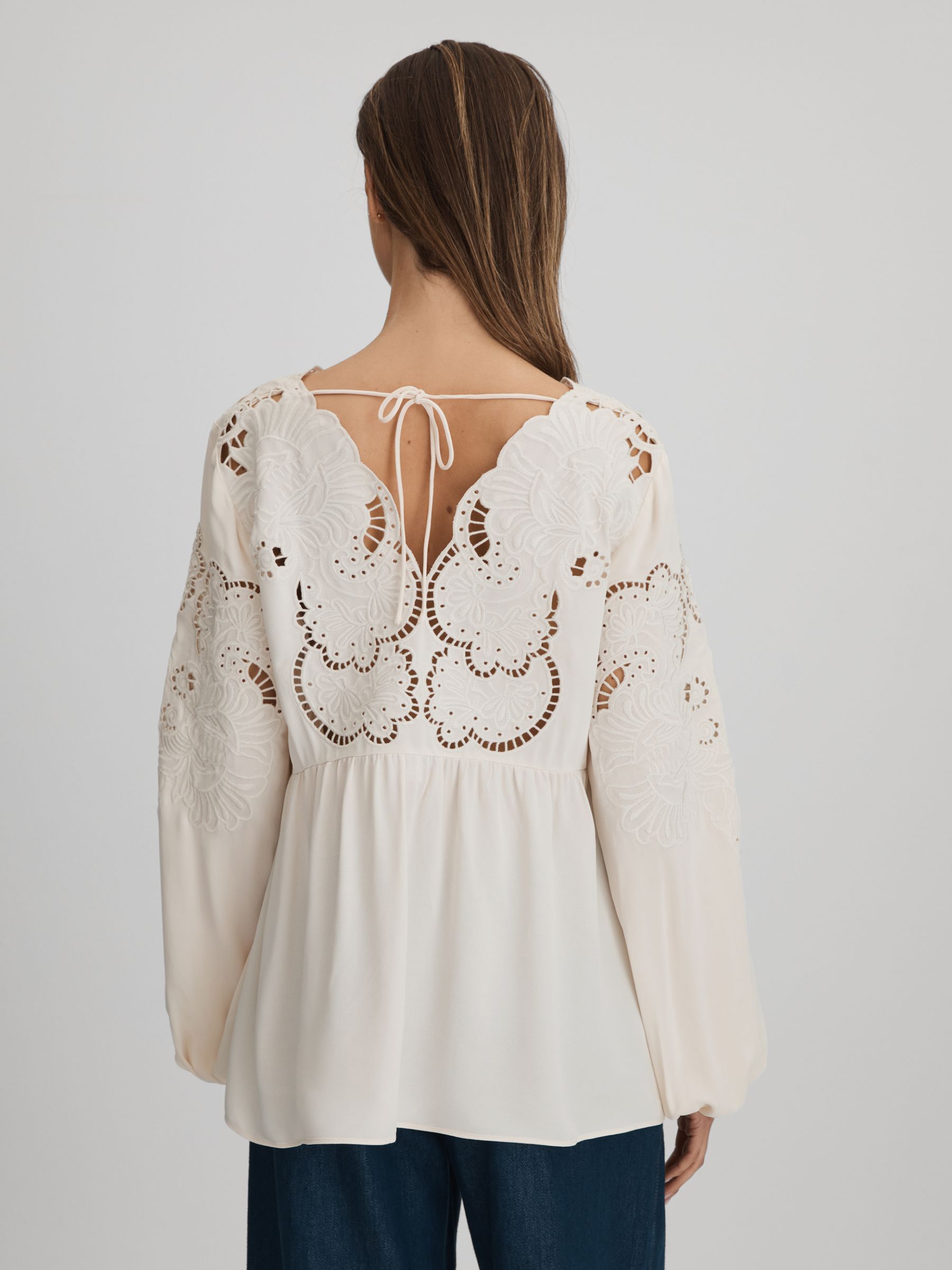 Lace Cut-Out Blouse in Cream - Image 5 of 6