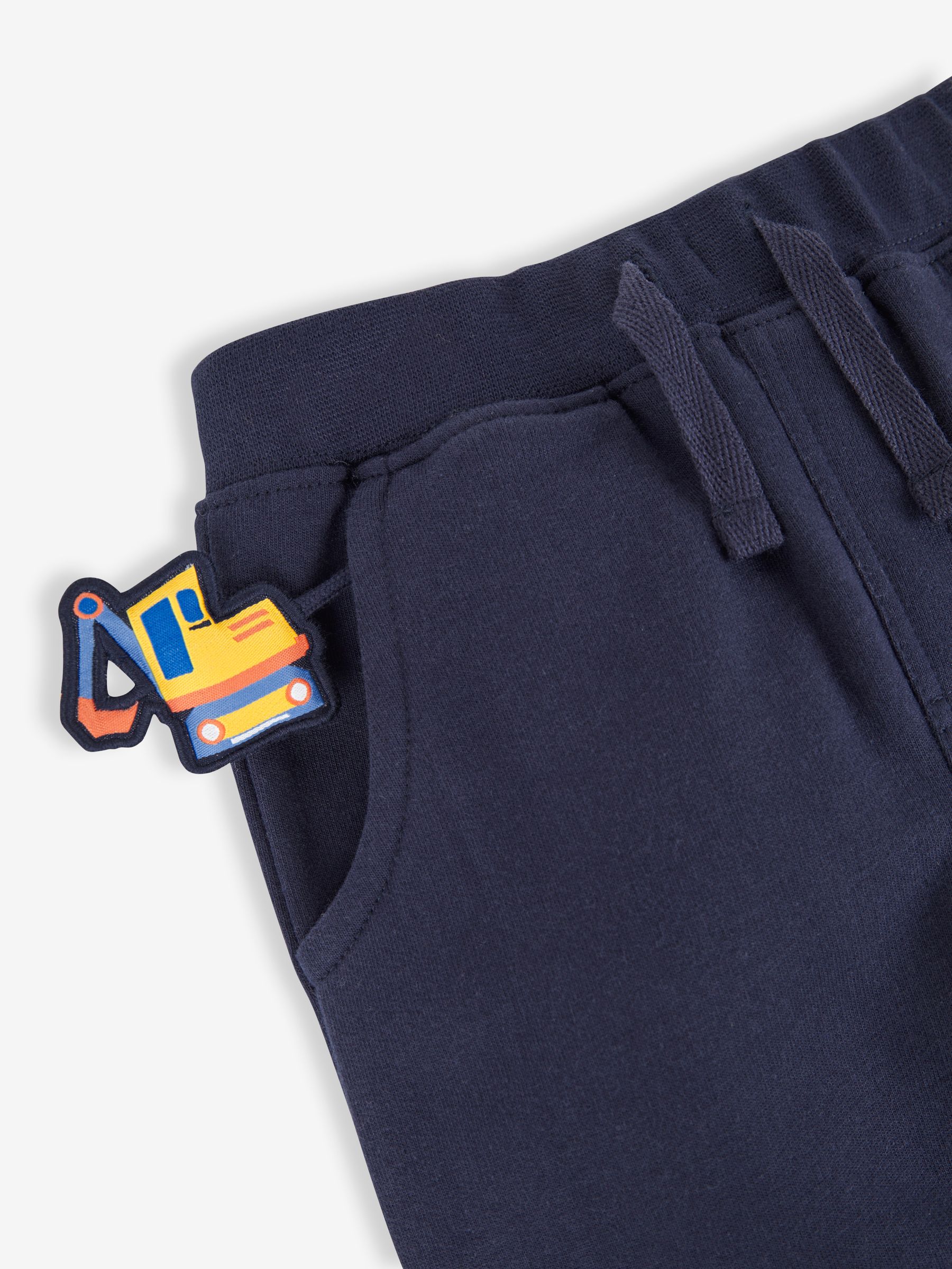 Denim Blue Digger Appliqué Knee Joggers With Pet In Pocket - Image 6 of 6