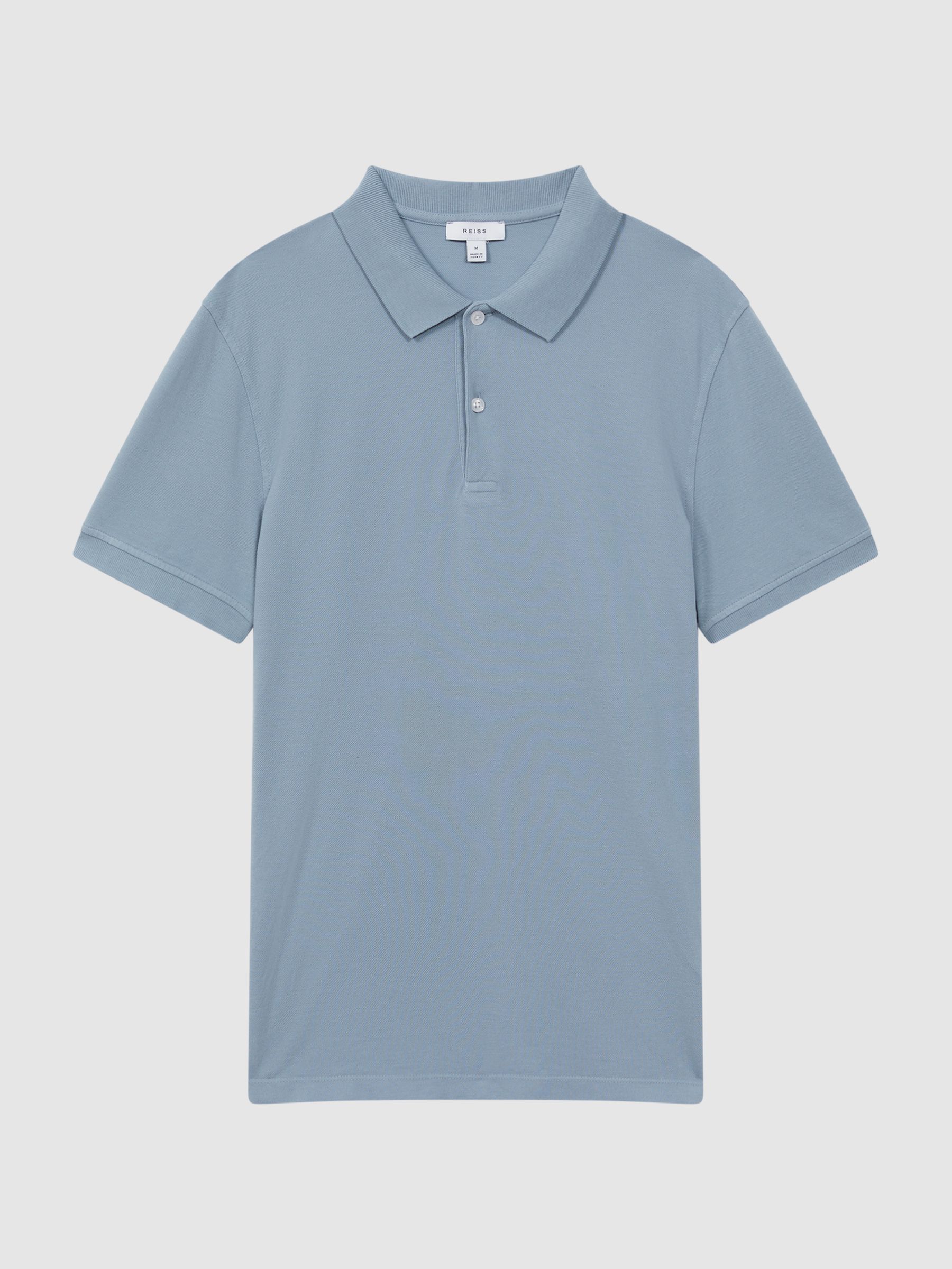 Slim Fit Garment Dye Polo Shirt in Soft Blue - Image 2 of 4 Slim Fit Garment Dye Polo Shirt in Soft Blue - Image 2 of 4