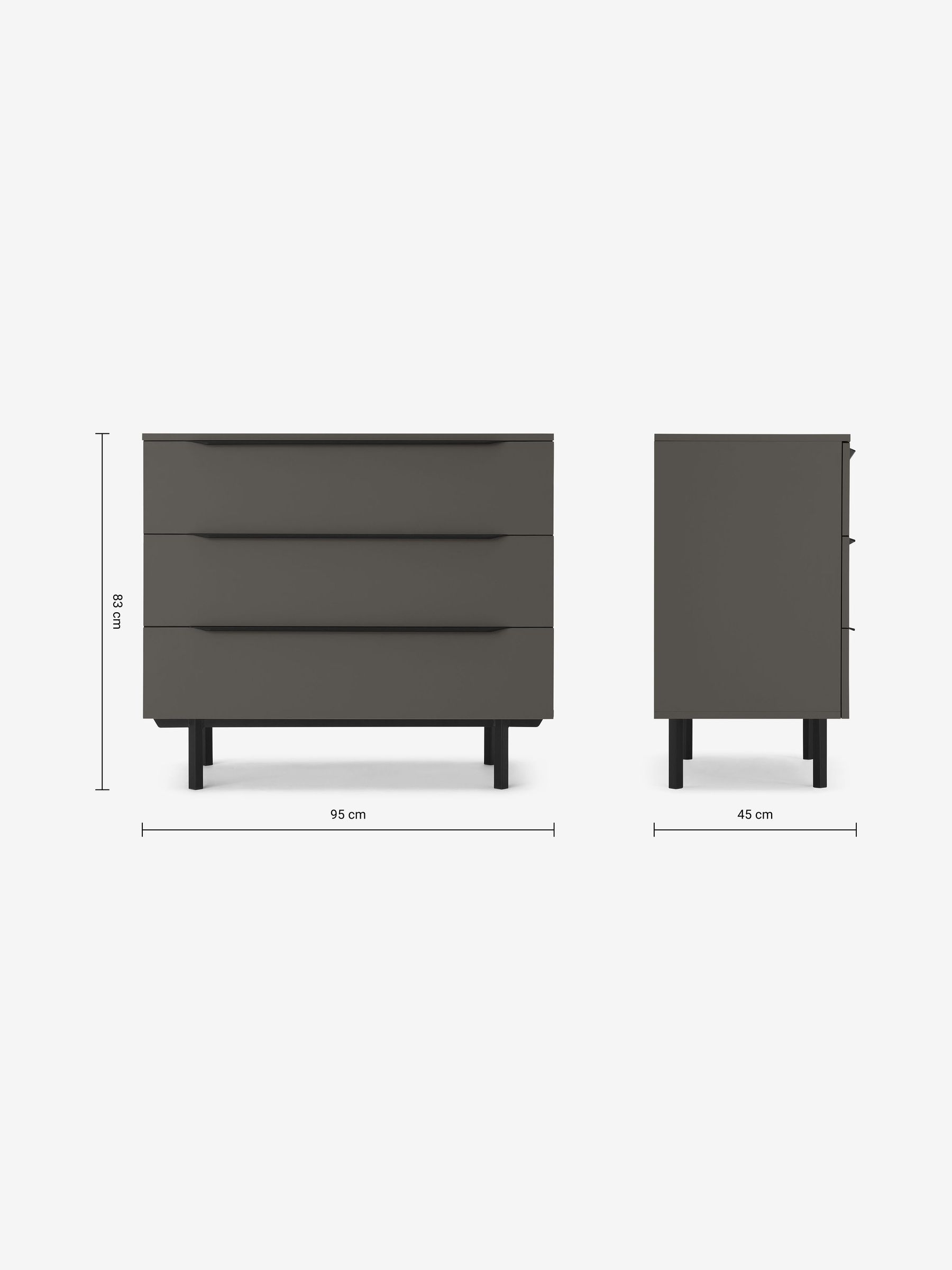 Damien 3 Drawer Chest of Drawers in Graphite Grey - Image 3 of 3
