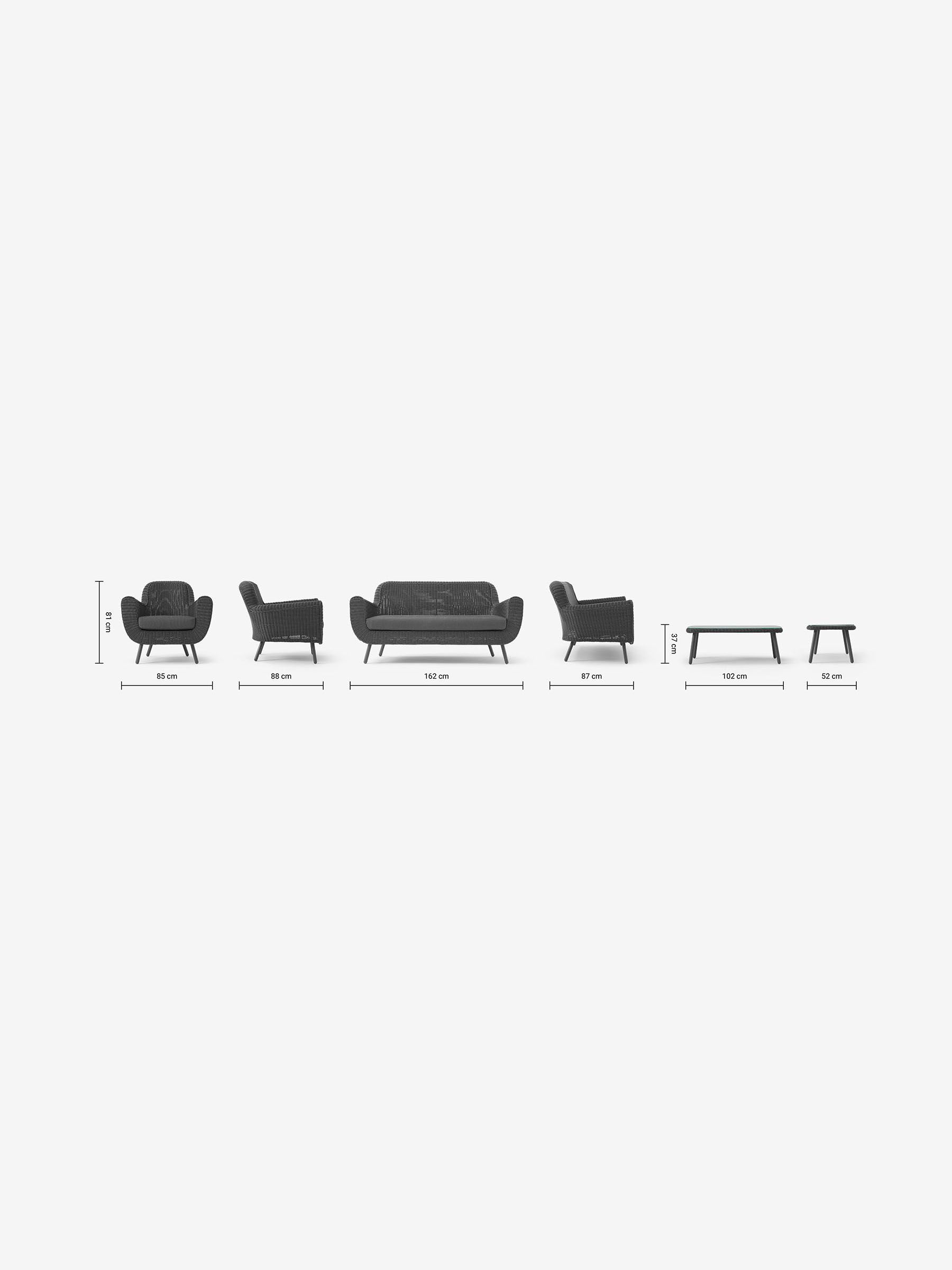 Jonah Garden Poly Rattan Lounge Set in Dark Grey - Image 3 of 3