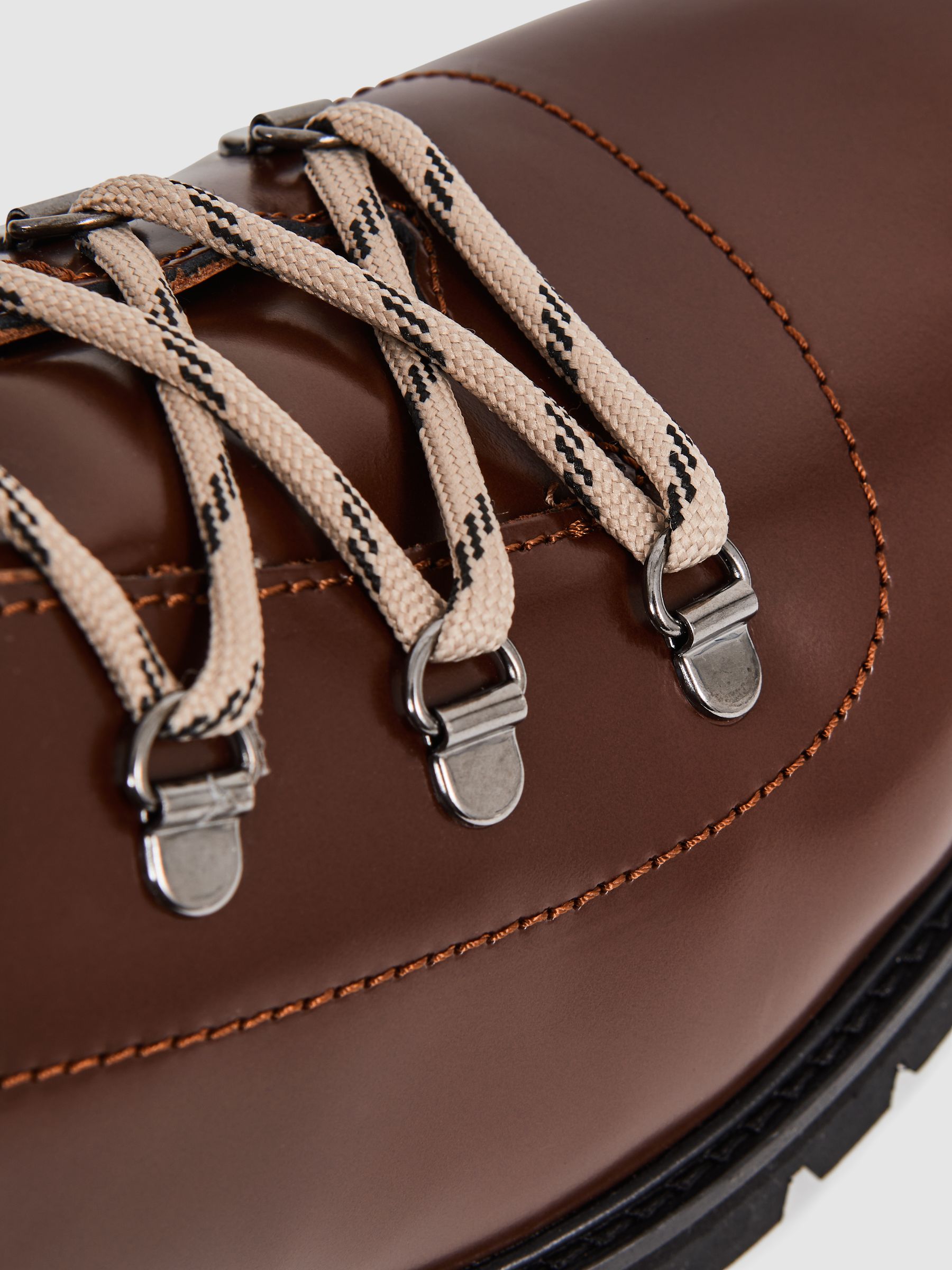 Leather Hiking Boots in Dark Tan - Image 6 of 6