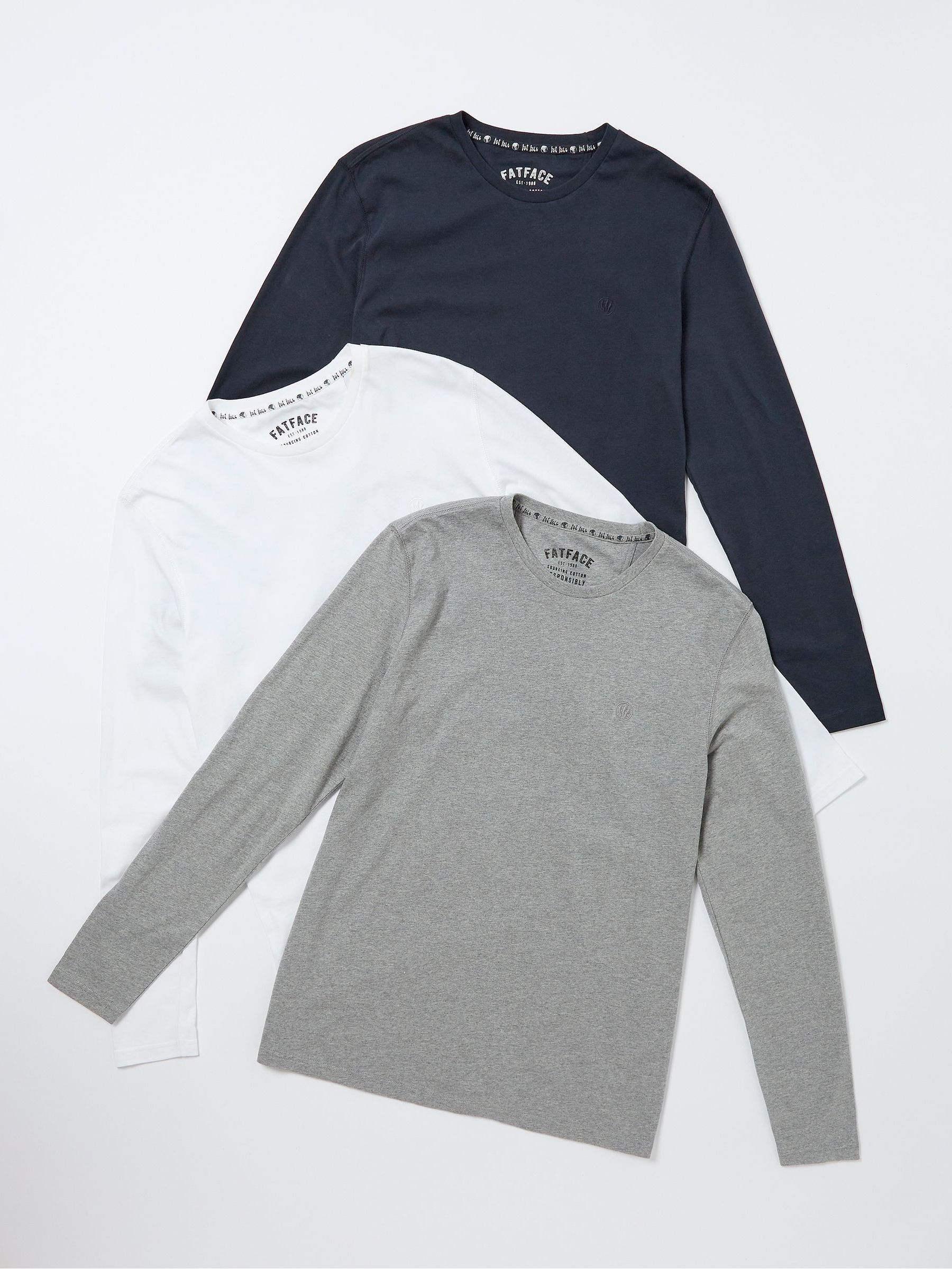 Blue Long Sleeve T-Shirts 3 Pack - Image 1 of 4