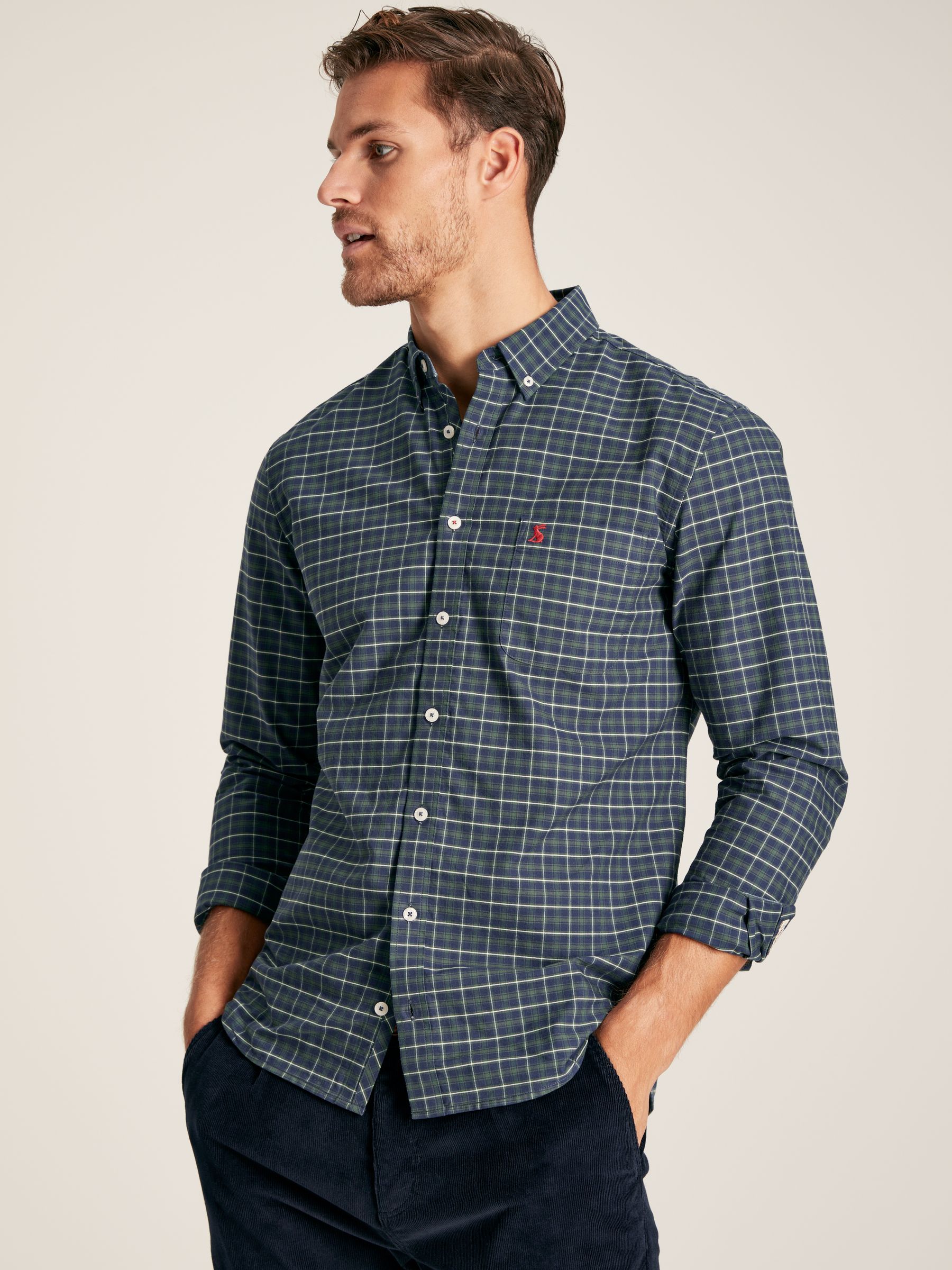 Welford Navy Cotton Check Shirt - Image 1 of 7
