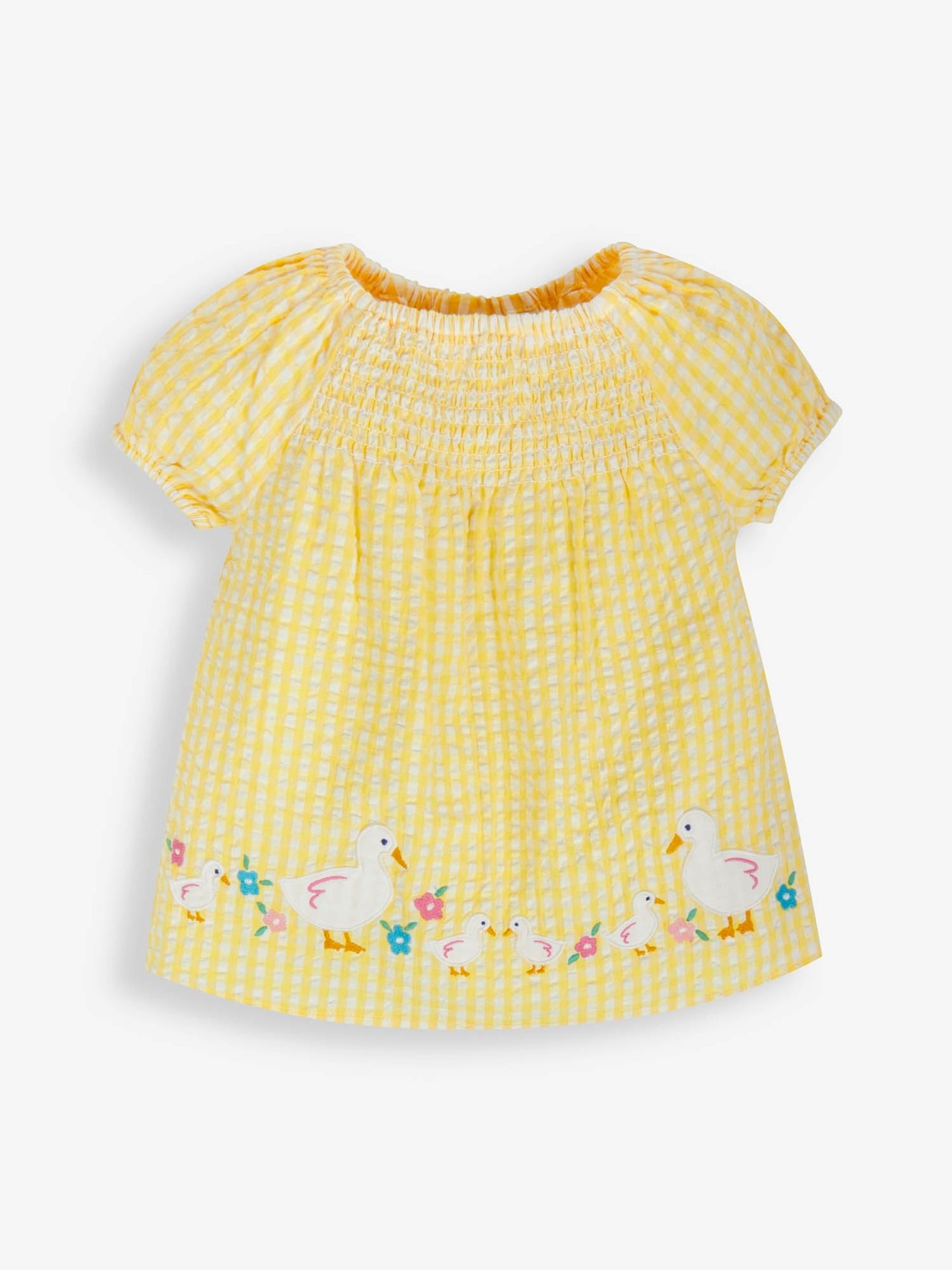 Yellow Gingham Duck Appliqué Smocked Dress - Image 3 of 5