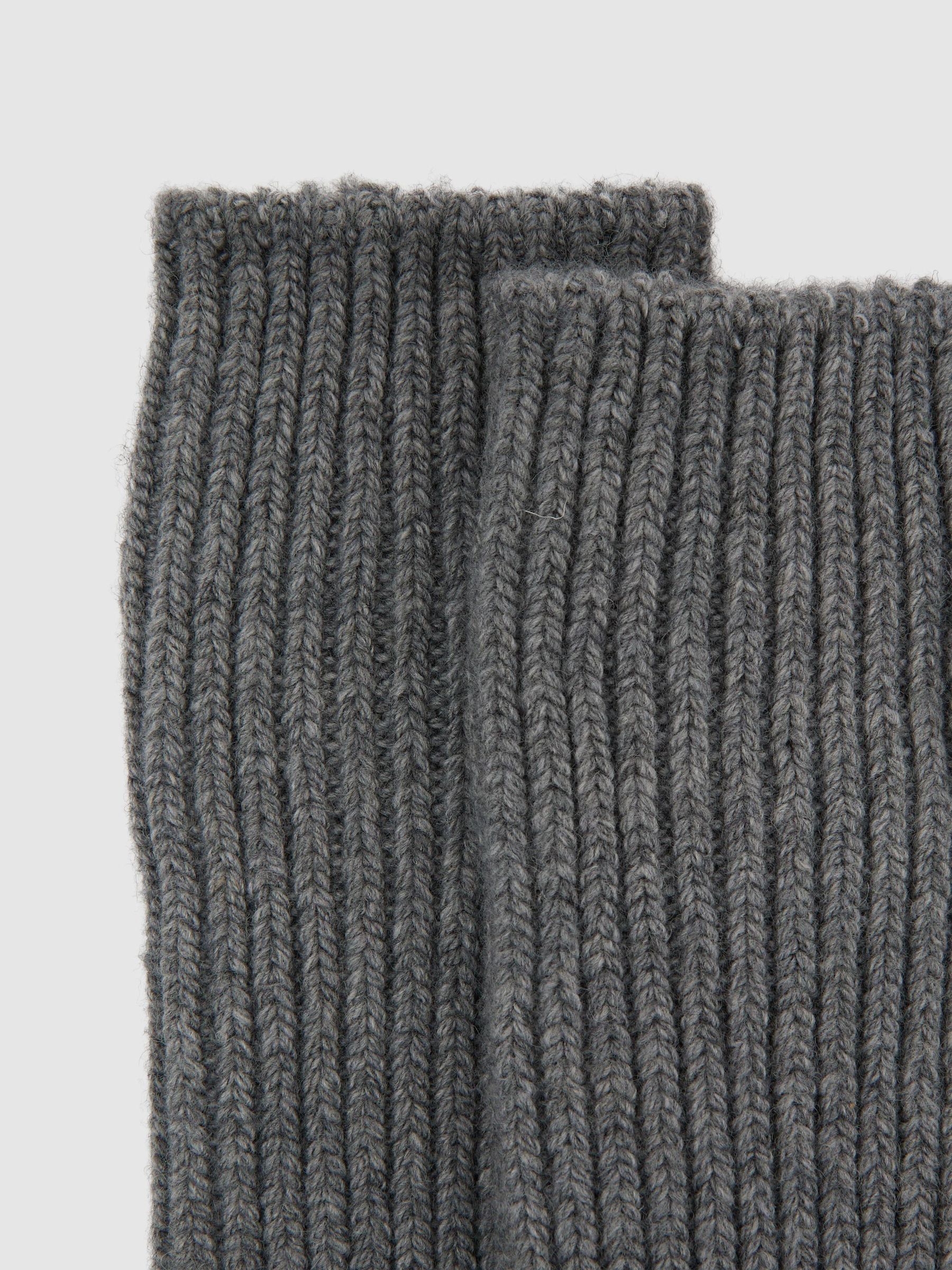Wool-Blend Rib-Knit Slipper Socks with Cashmere in Grey - Image 3 of 3