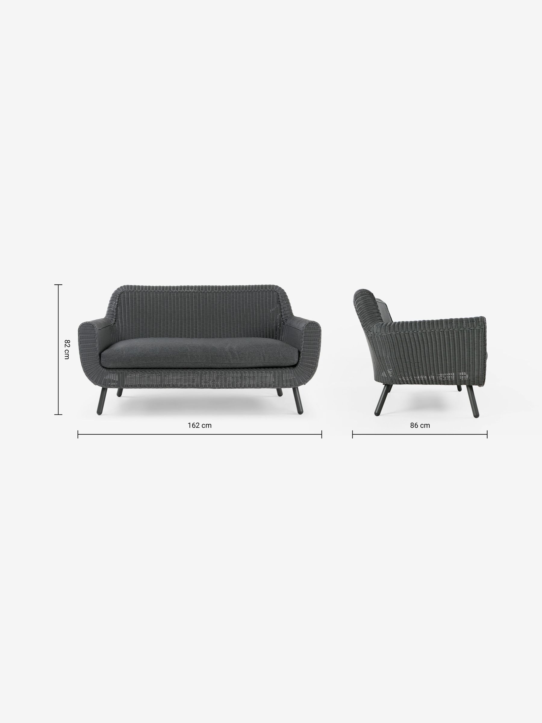Jonah Garden 2 Seater Sofa Polyrattan in Dark Grey - Image 4 of 4