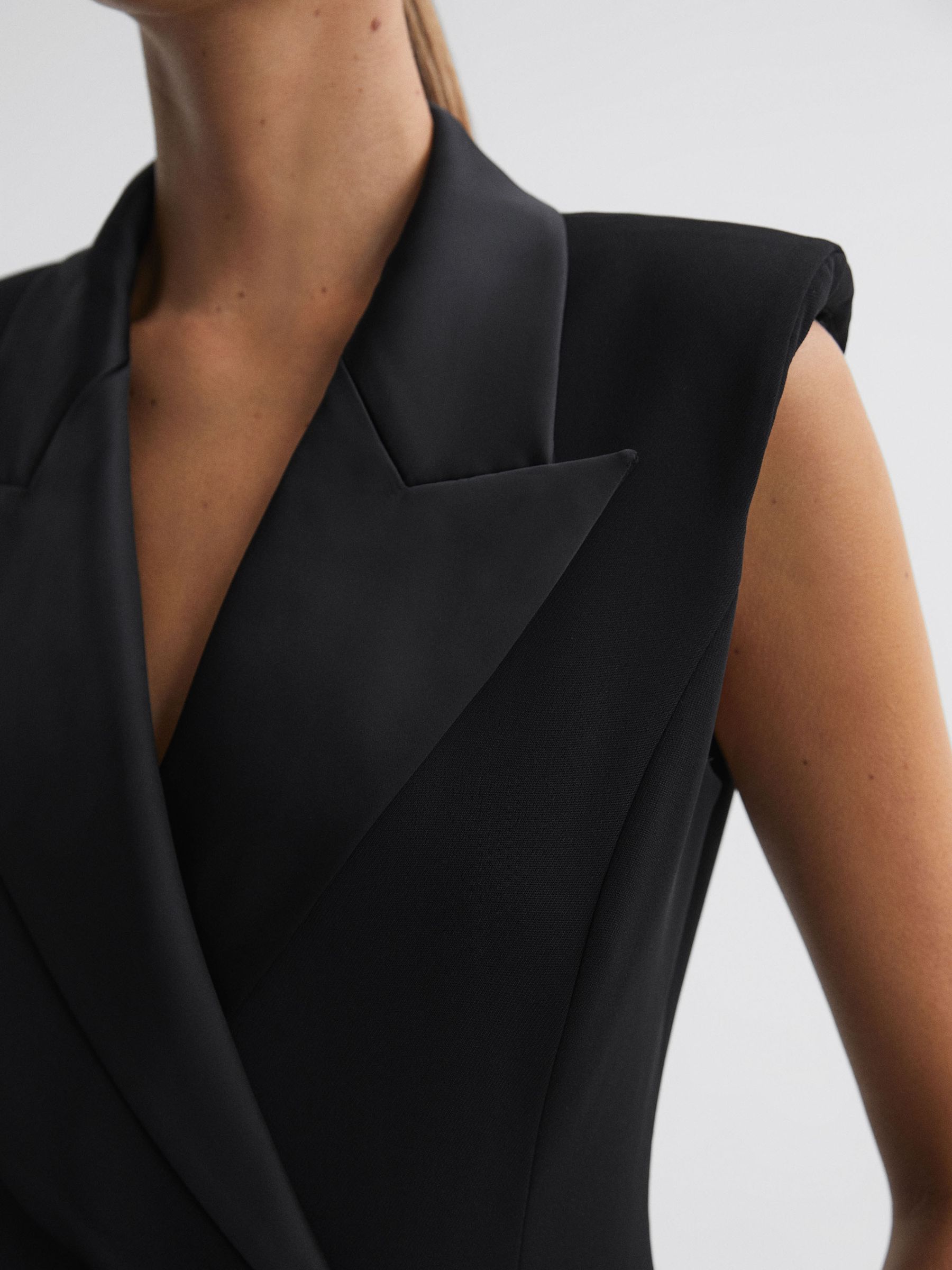 Fitted Double Breasted Midi Dress in Black - Image 5 of 6