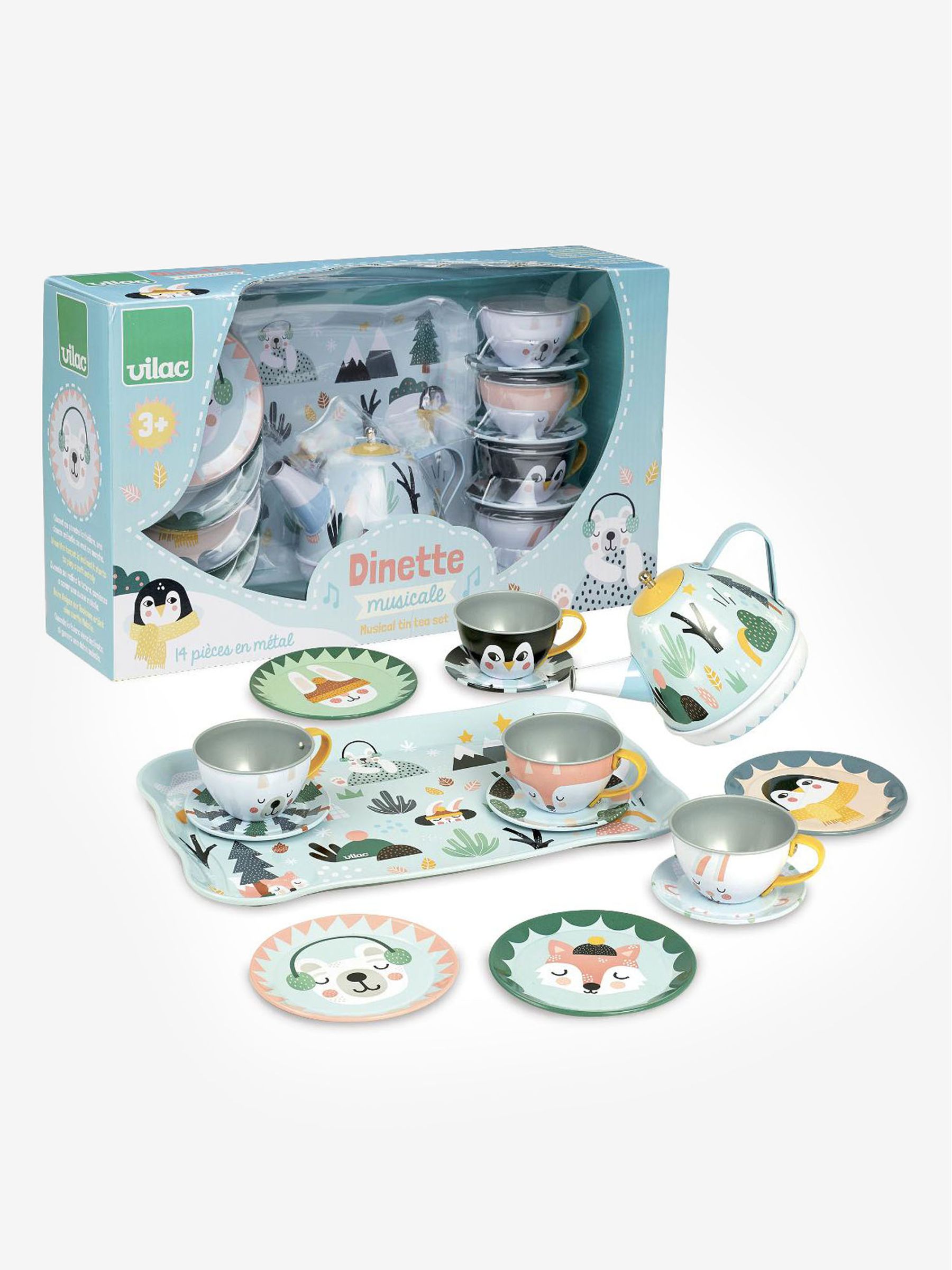 Vilac Iceland Dinette Musical Tin Tea Pot Set - Image 2 of 3