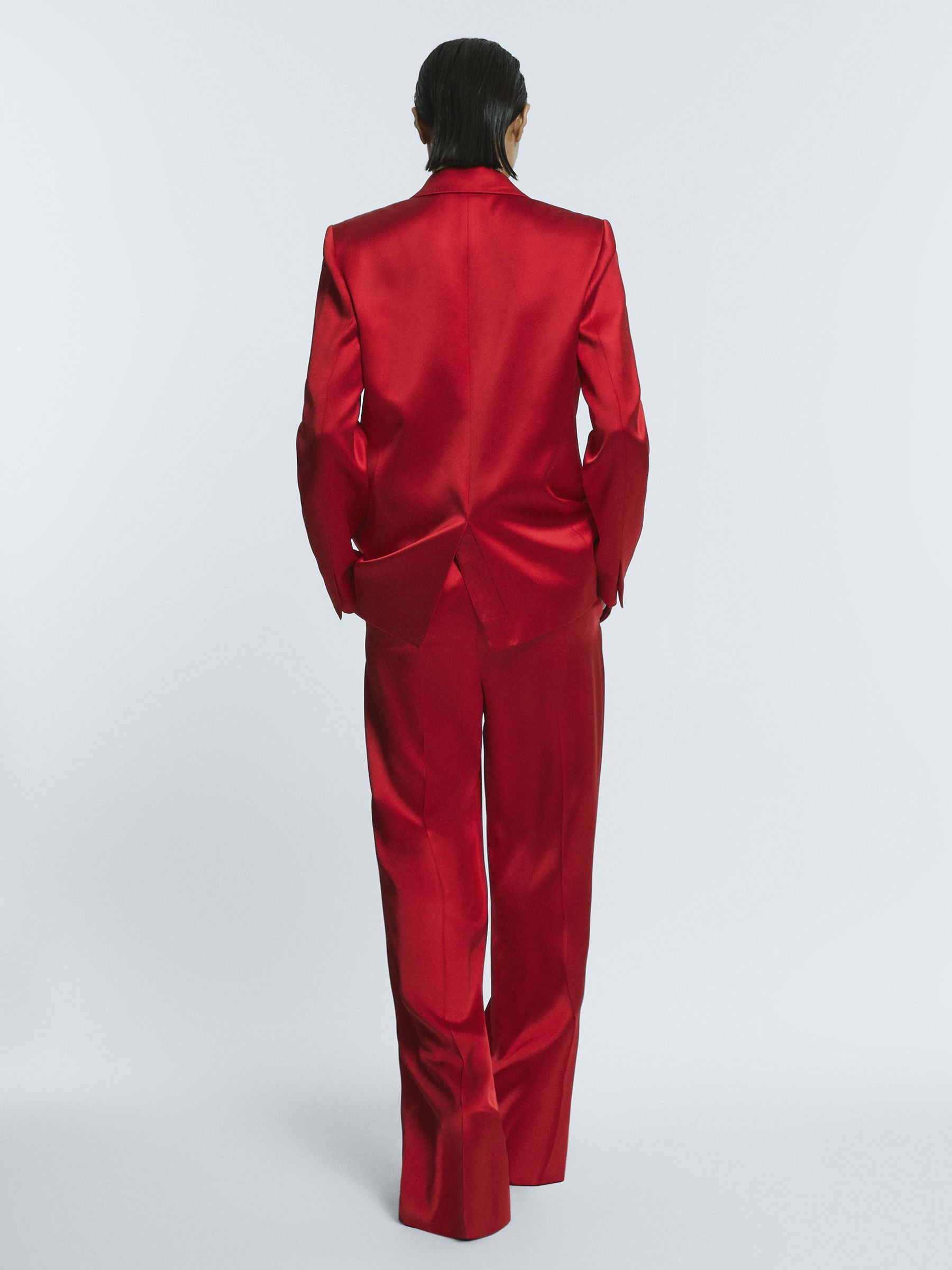 Satin Single Breasted Blazer in Red - Image 4 of 5