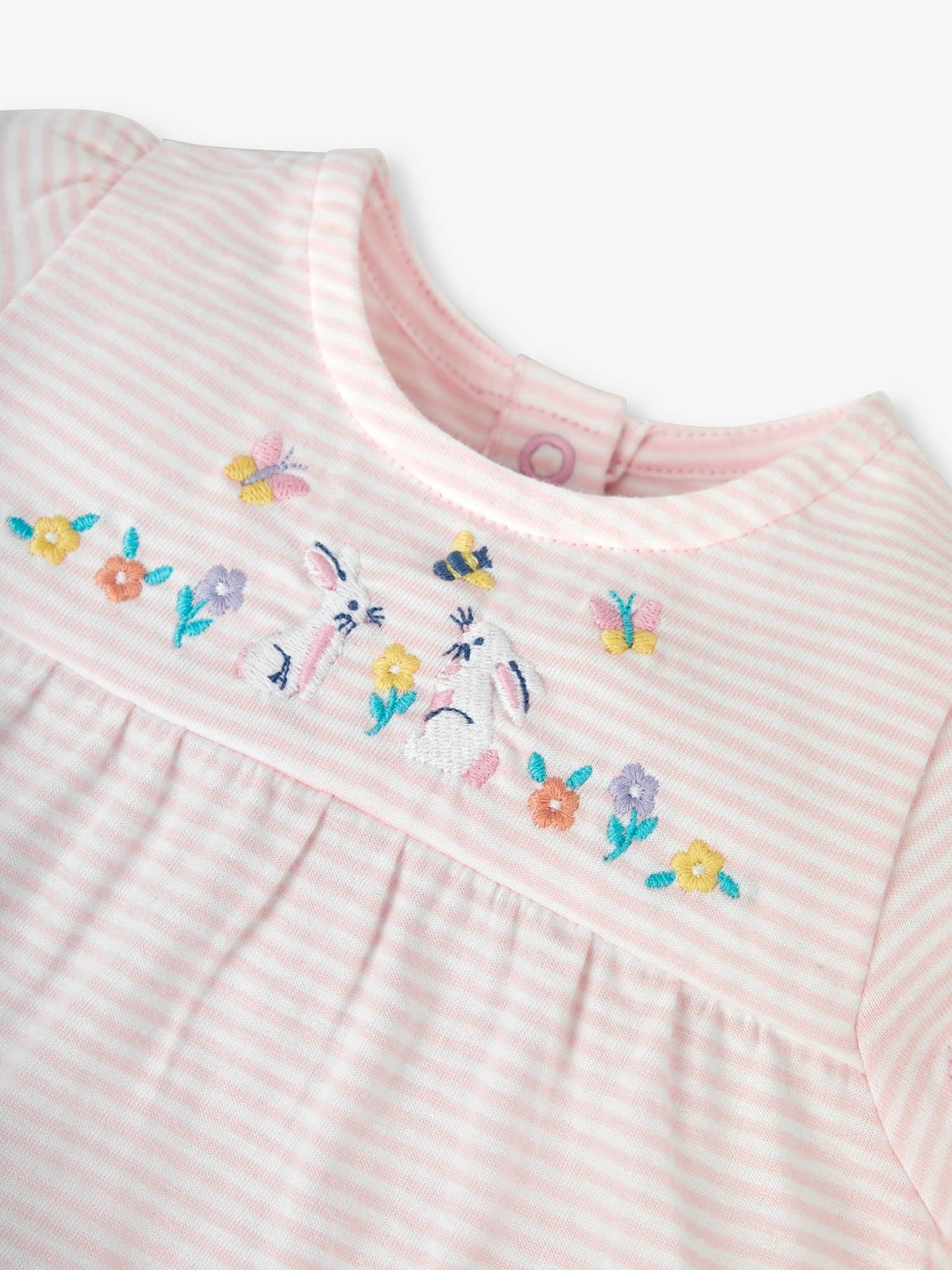 Pink 2-Piece Stripe Bunny Top & Ribbed Leggings Set - Image 3 of 8