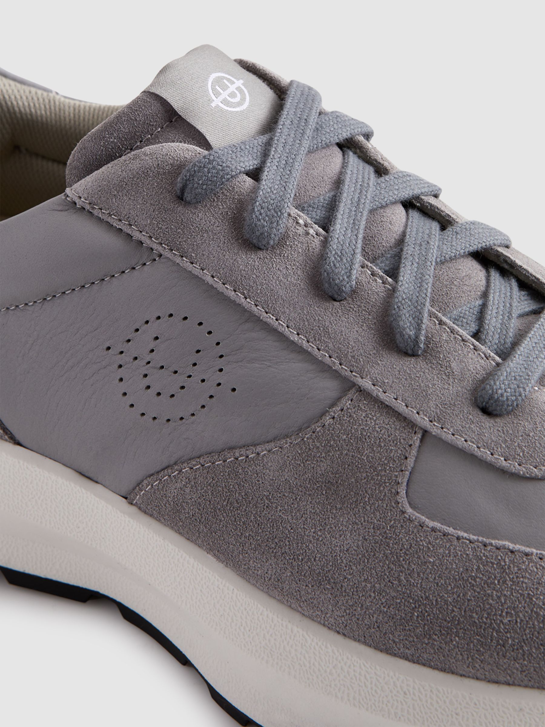Unseen Footwear Suede Trinity Stamp Trainers in Grey/White - Image 5 of 5
