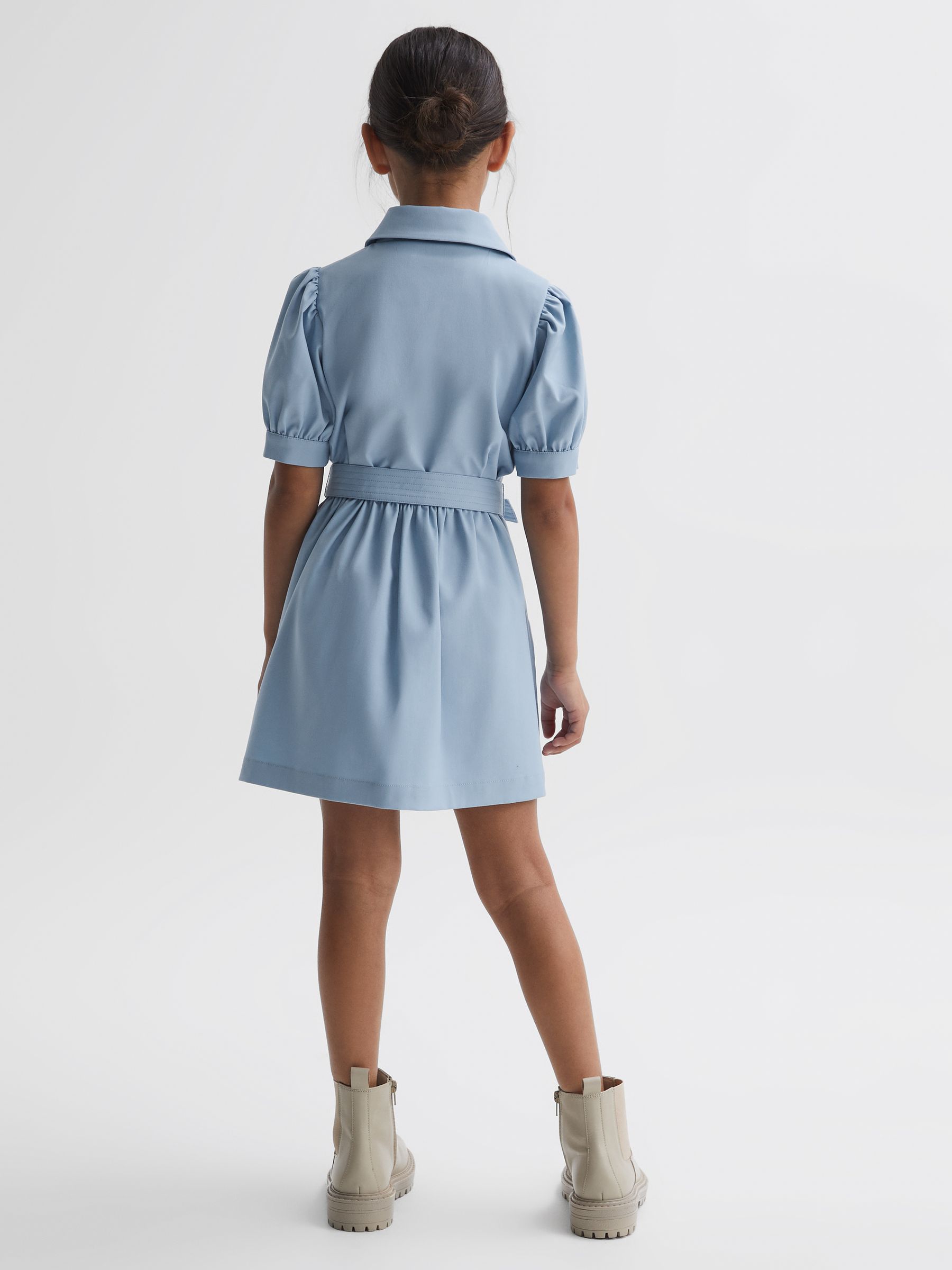 Senior Puff Sleeve Belted Dress in Blue - Image 5 of 6