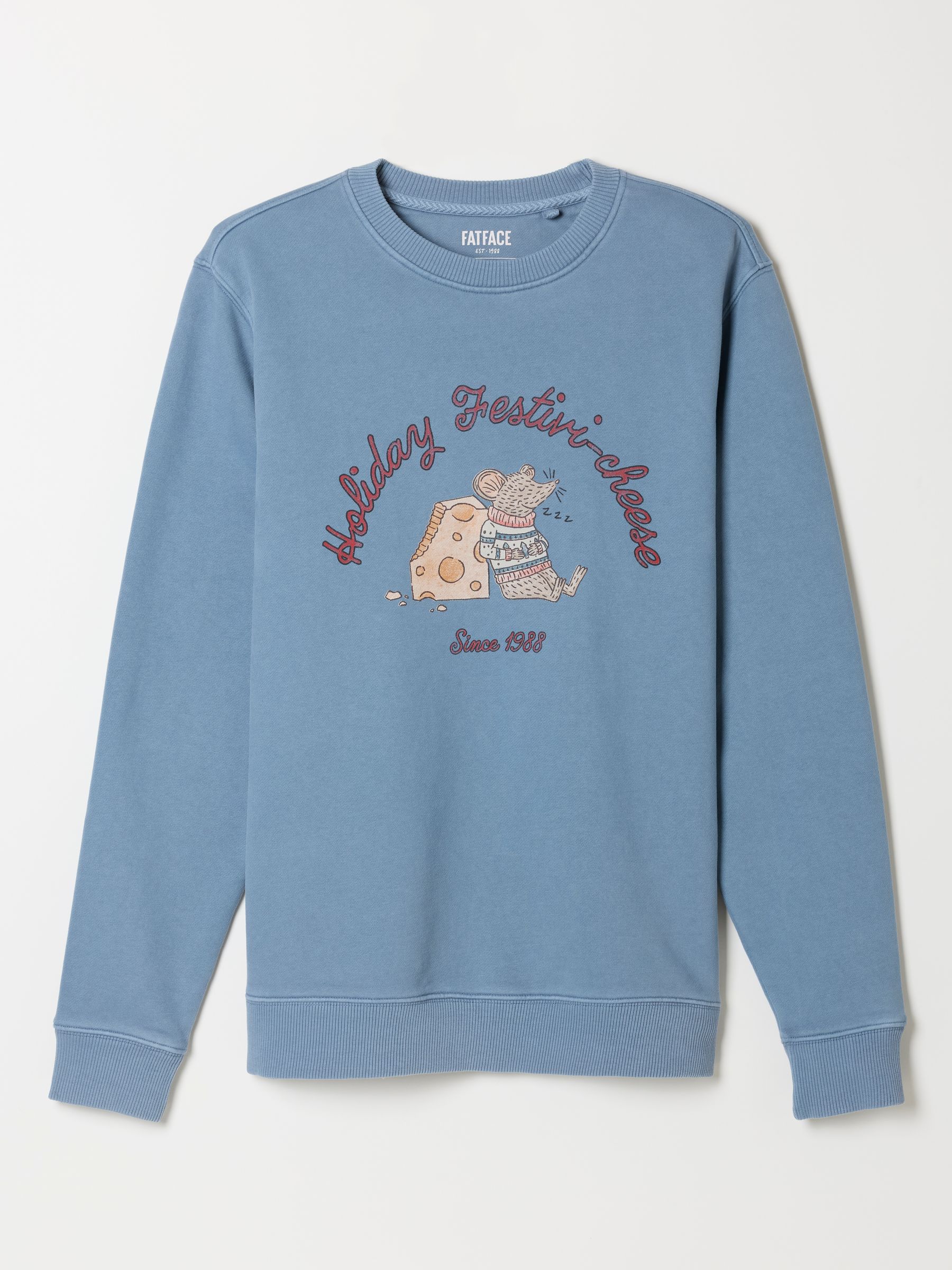 Hayle Light Blue Christmas Mouse Graphic Crew Sweatshirt - Image 5 of 5