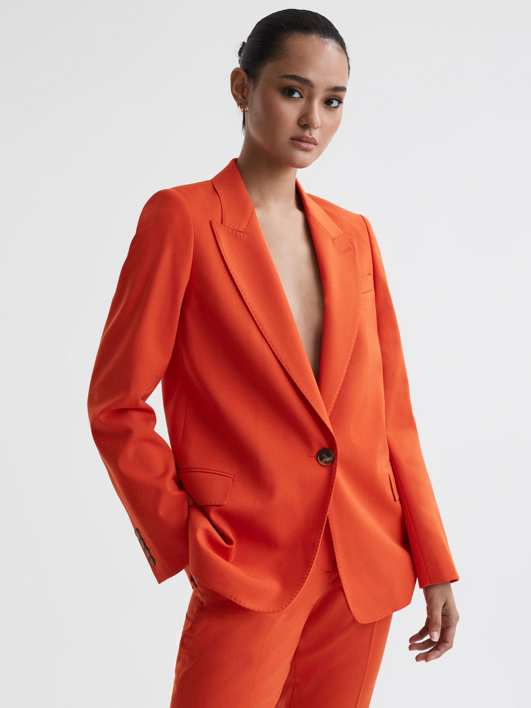 Tailored Fit Wool Blend Single Breasted Suit Blazer in Orange - Image 1 of 4